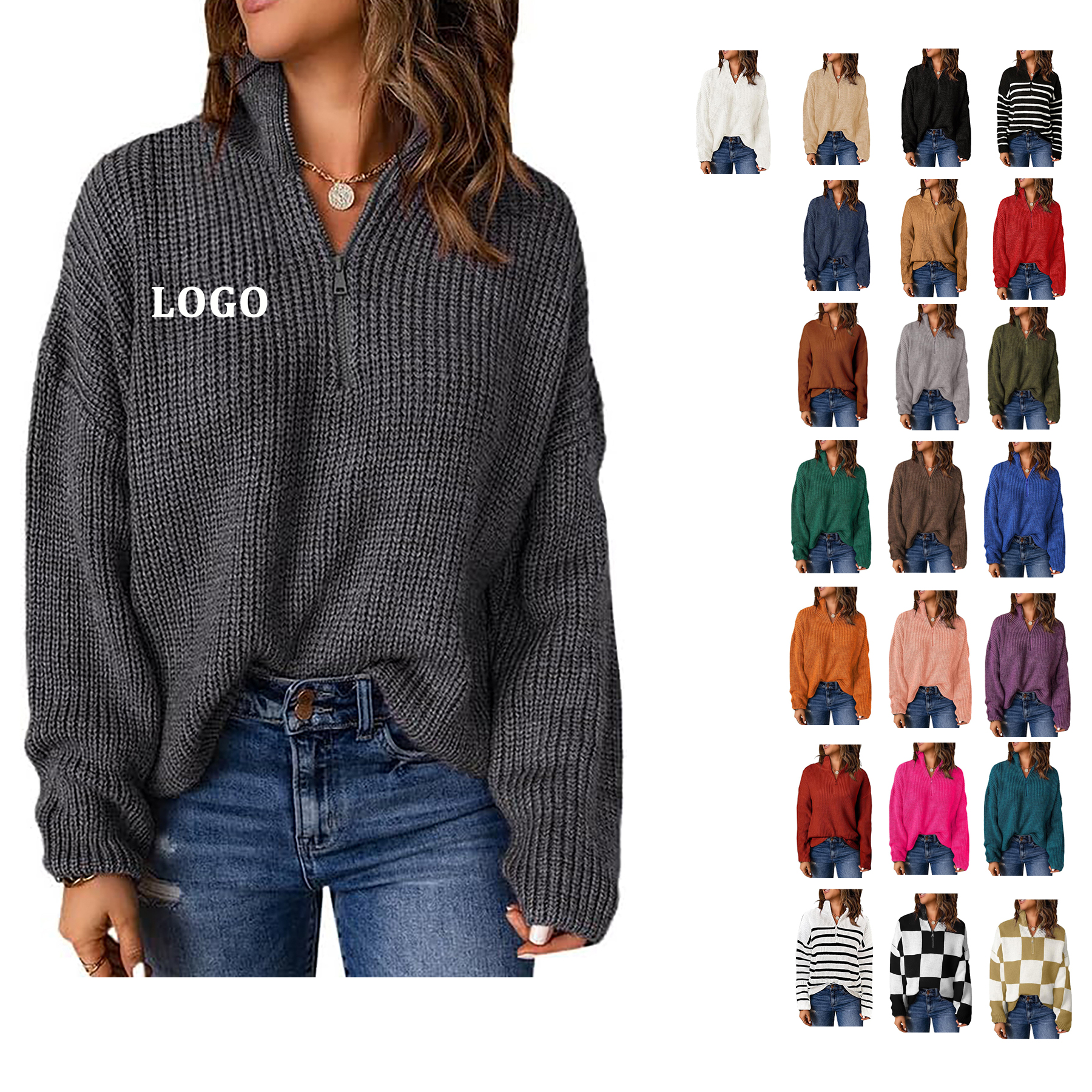 Women's 1/4 Zip Pullover Sweater 7