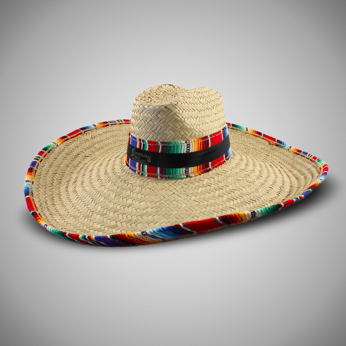 Giant Natural Straw Sombrero with Serape Trim (blank) 4