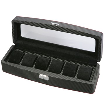 Carbon Fiber See Through 6 Watch Case - Clear Top 2