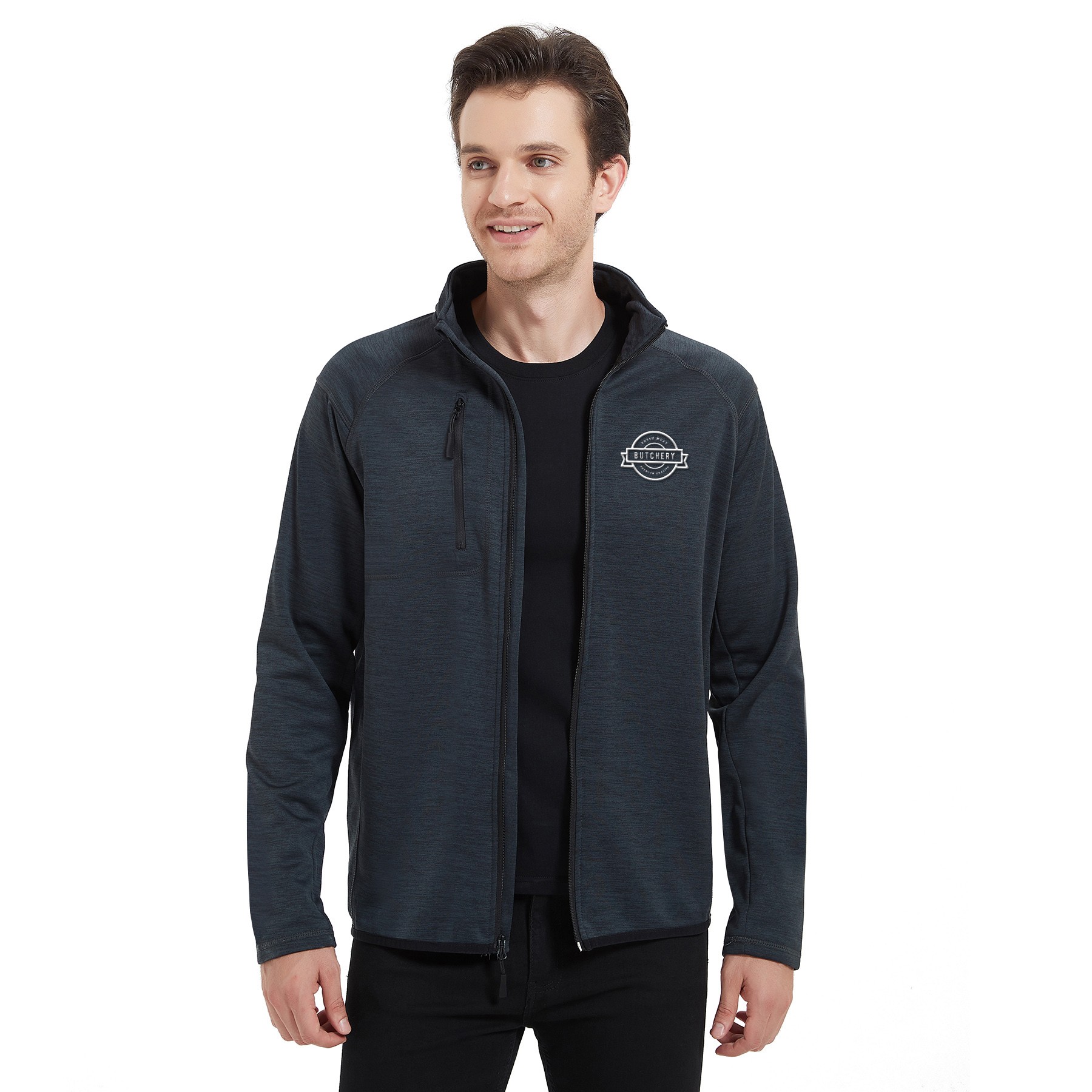 Men's Full-Zip Sweater Fleece Jacket with Chest Pocket 7