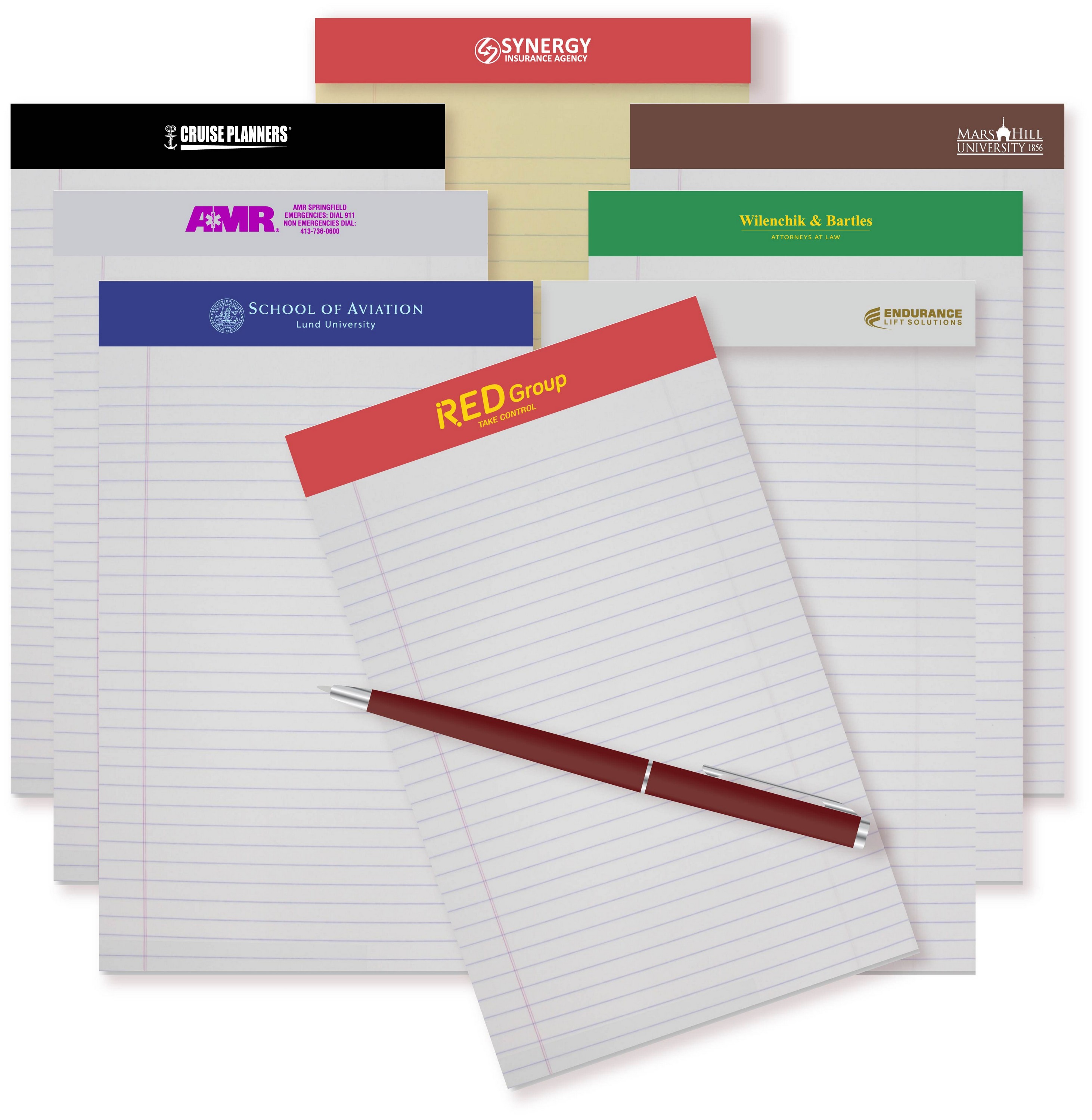 Junior Size (5"x8") Writing Pad w/ 1 Color Imprint on Header (tape) 1