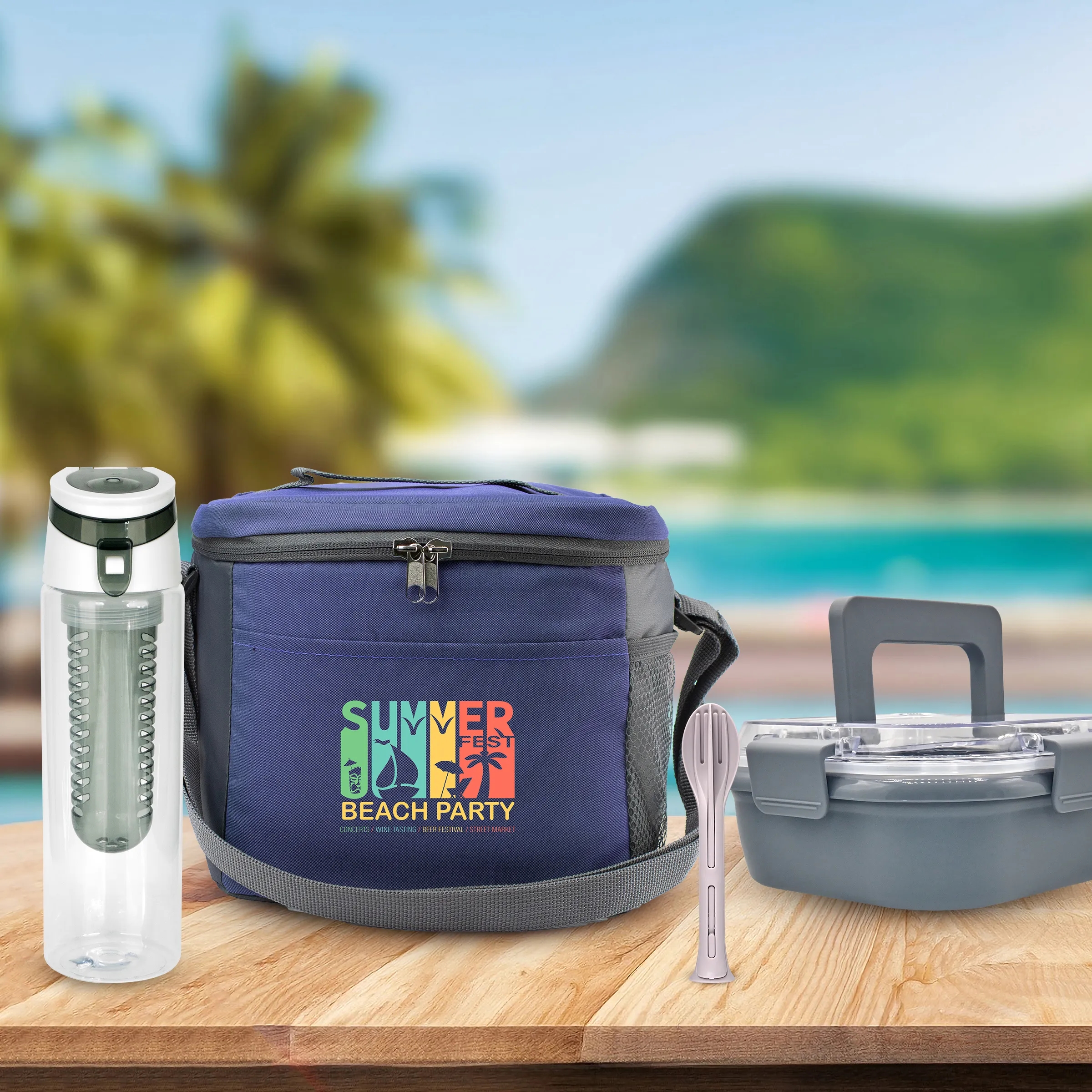 Modern Lunch Box, Bottle & Utensils Set 4