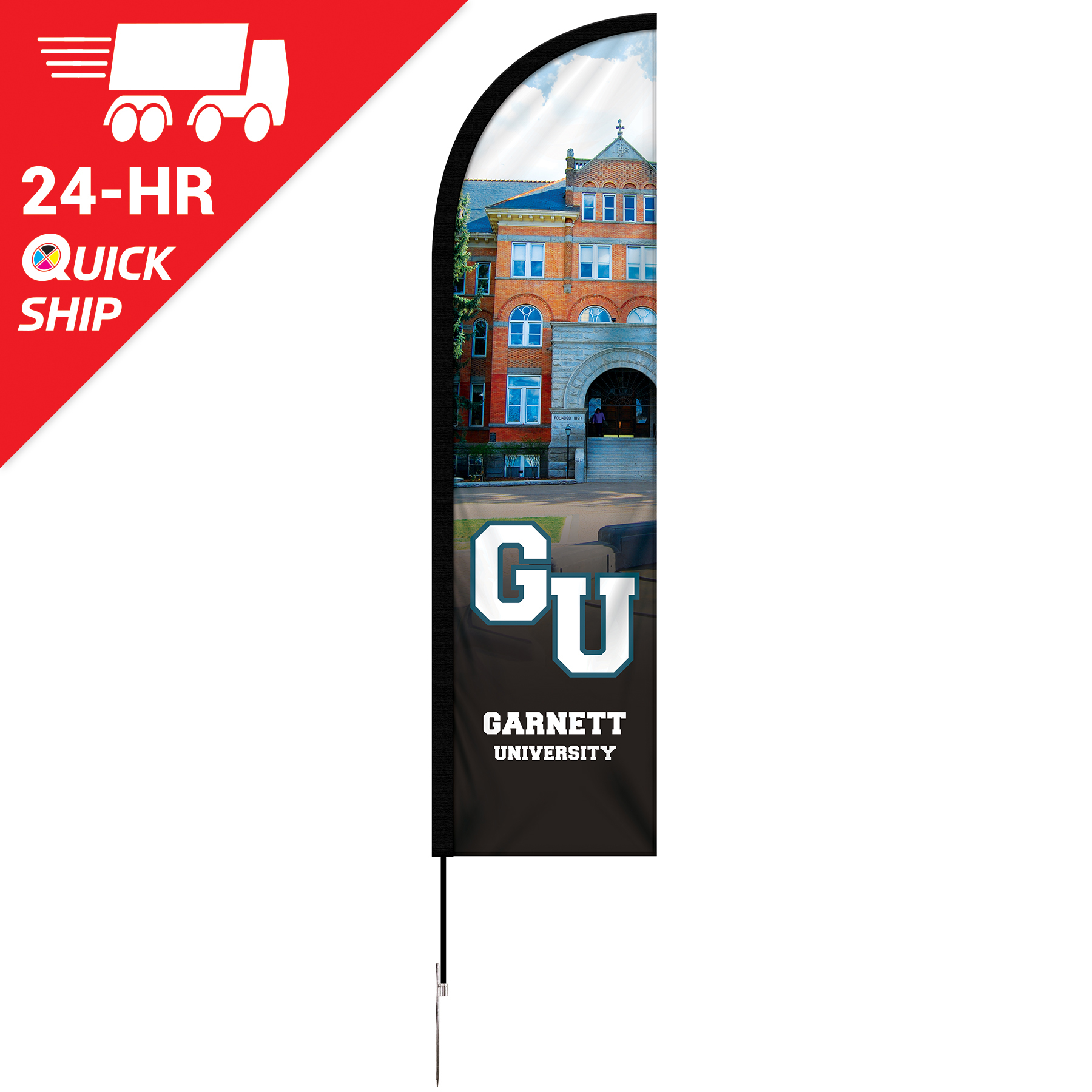 24 - Hour 8' Single Reverse Half Drop Banner with Hardware Set 13