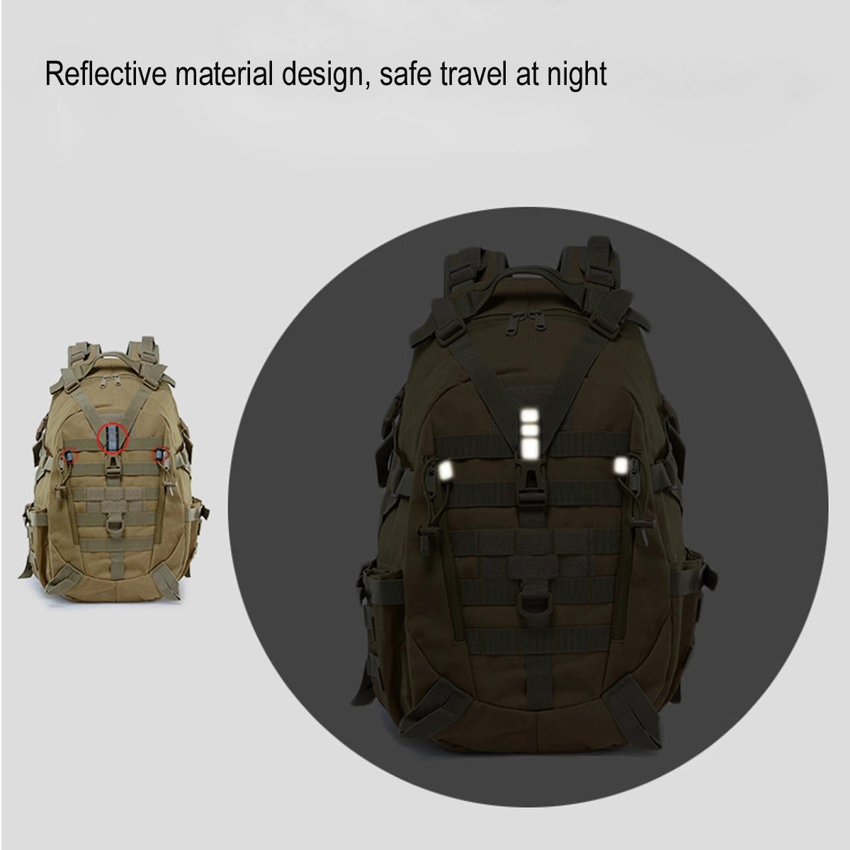 Military Tactical Backpack With Reflector 25L Army Pack Bag 6