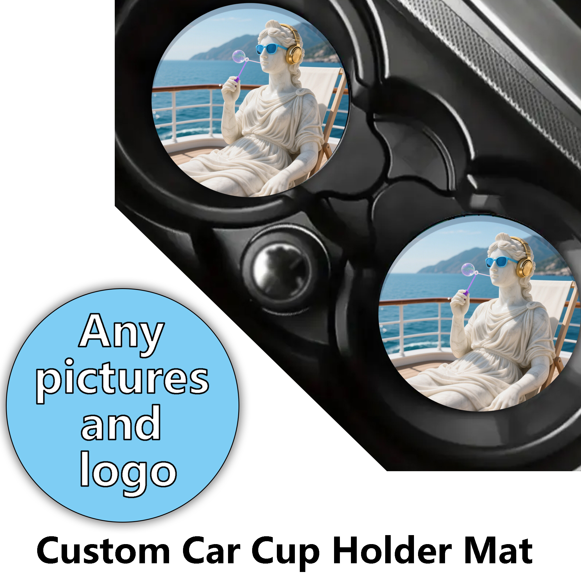 Anti-Slip Car Cup Mats, Customizable to any picture 1