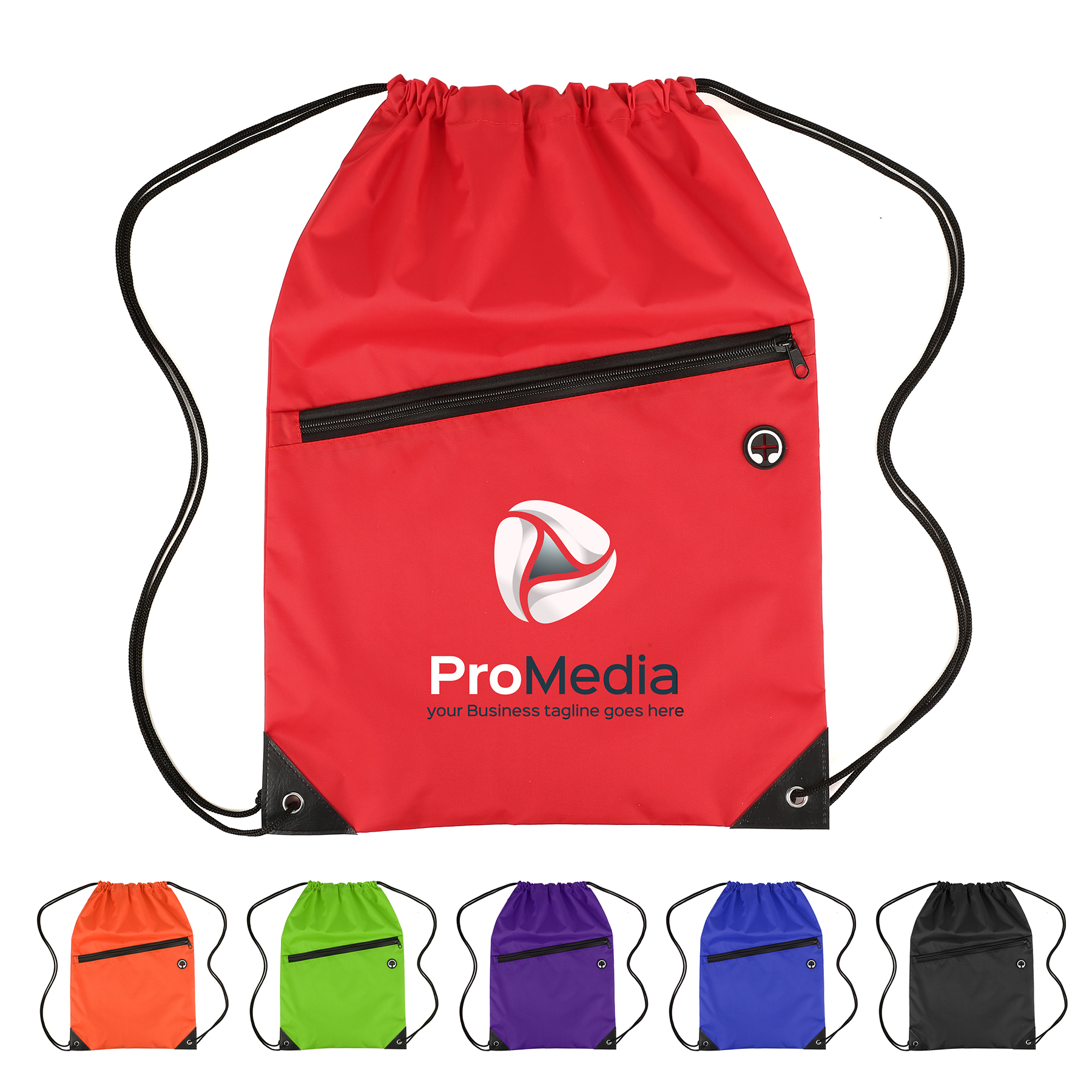 Nylon Drawstring Backpack With Zipper Pocket 9