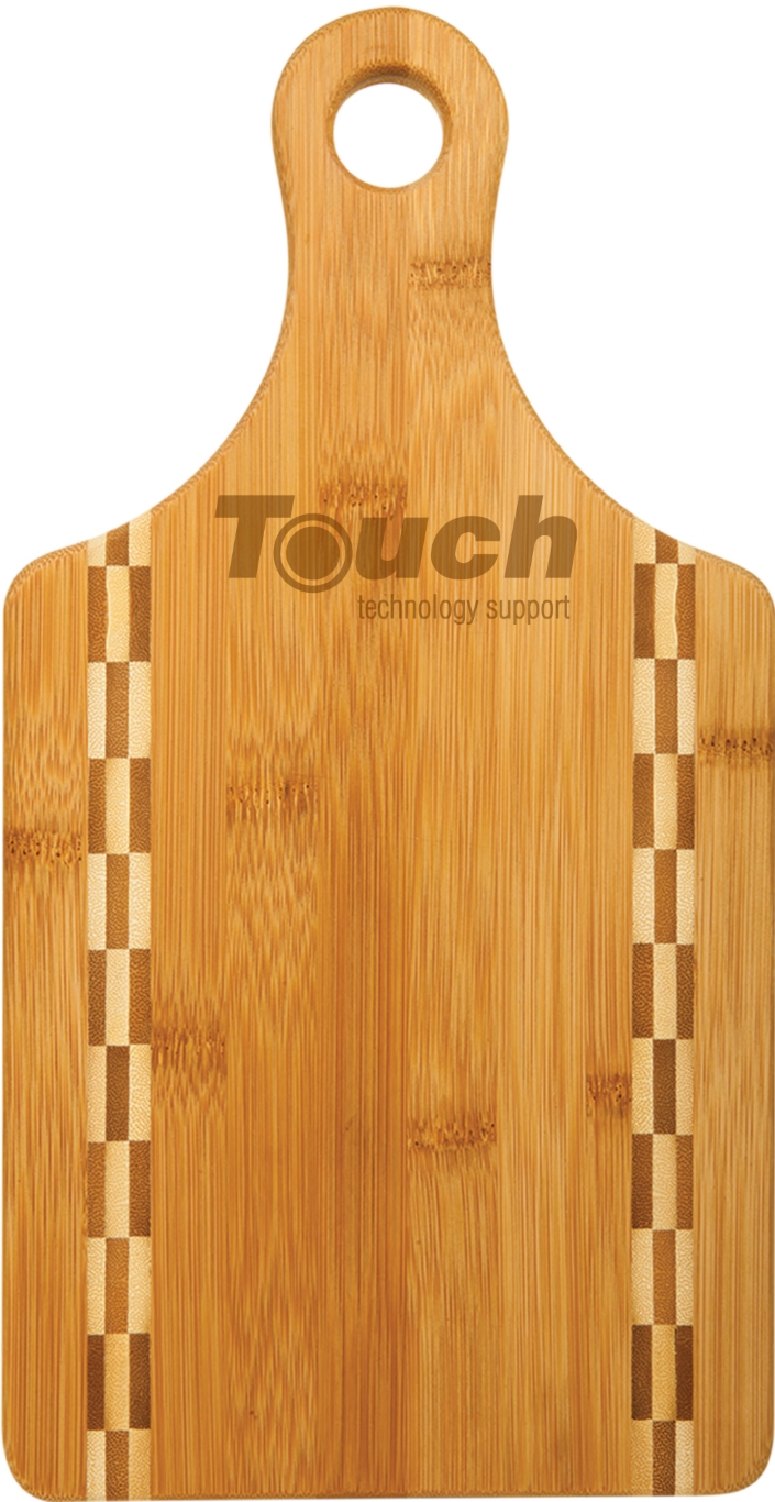 Paddle Shaped Bamboo Cutting Board with Butcher Block Inlay