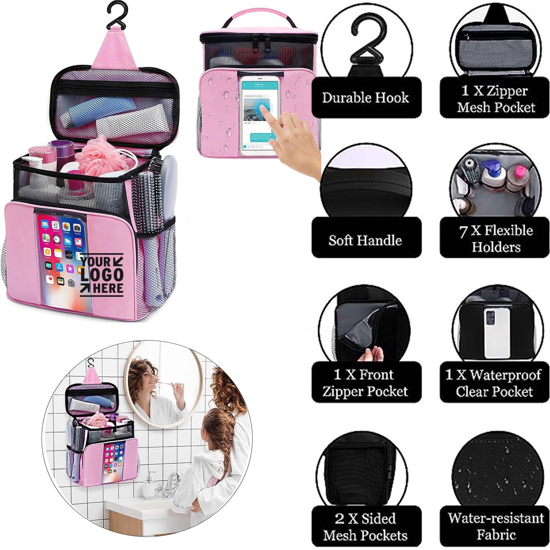 Women Students Girls Dorm Room College Travel Camping Essentials Portable Large Shower Caddy Bag 2