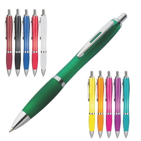 Plastic ballpoint pen with metal clip 1