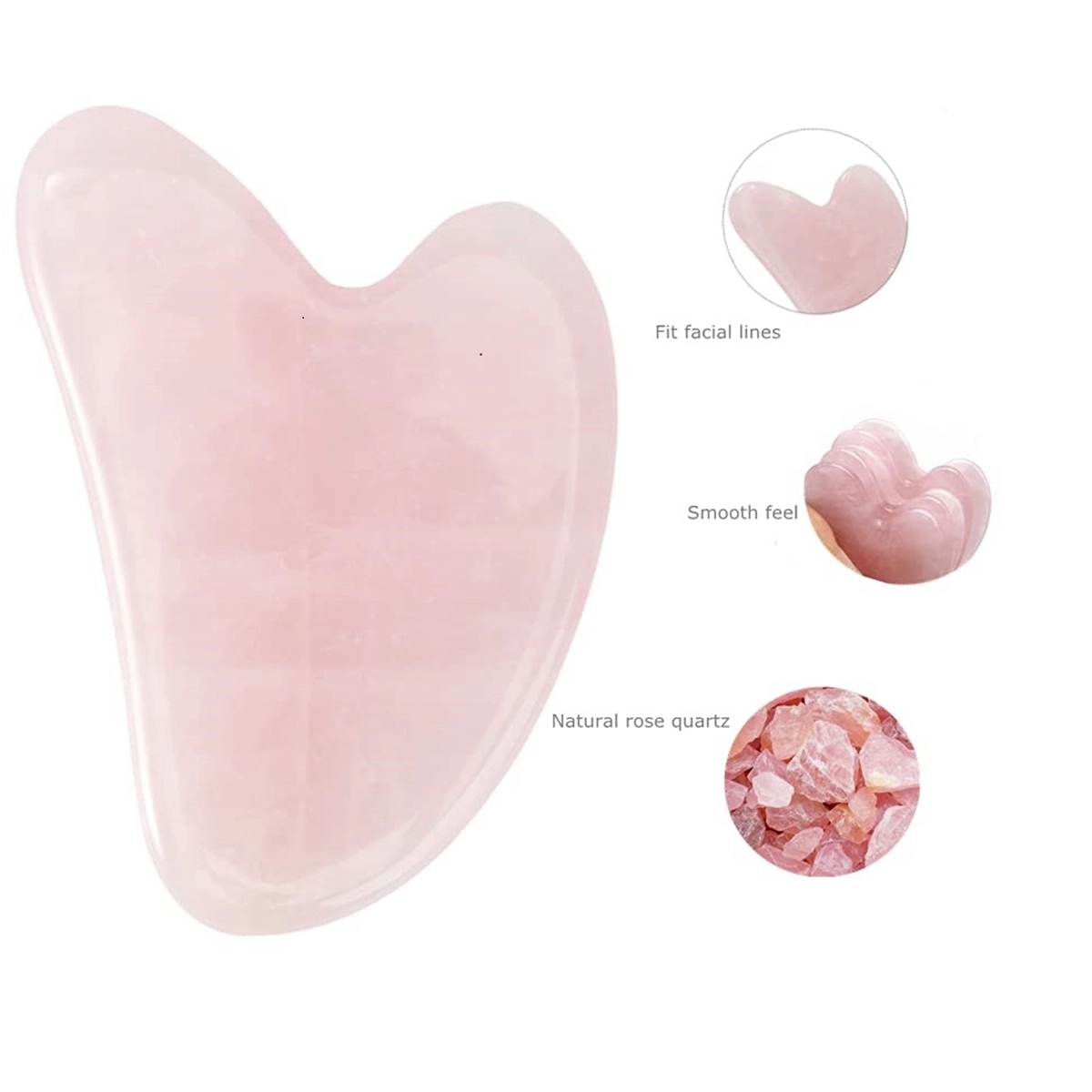 Rose Quartz Facial Jade Roller Gua Sha Set 3