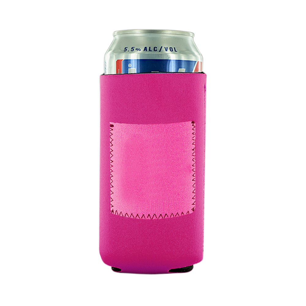 Tall Collapsible Neoprene Can Cooler With Pouch 6.29" X 3.54" 7