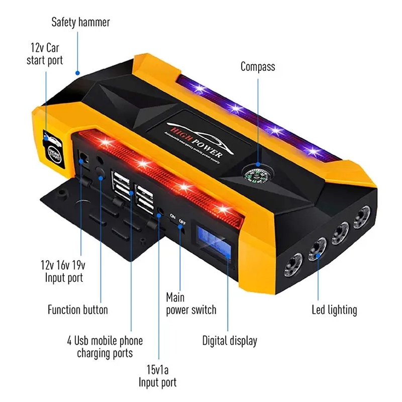 Portable Car Jump Starter With 4 USB Ports 4