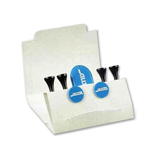 Golf Tee Matchbook w/ Four 2 3/4" Tees 2 Ball Markers 1 Divot Tool
