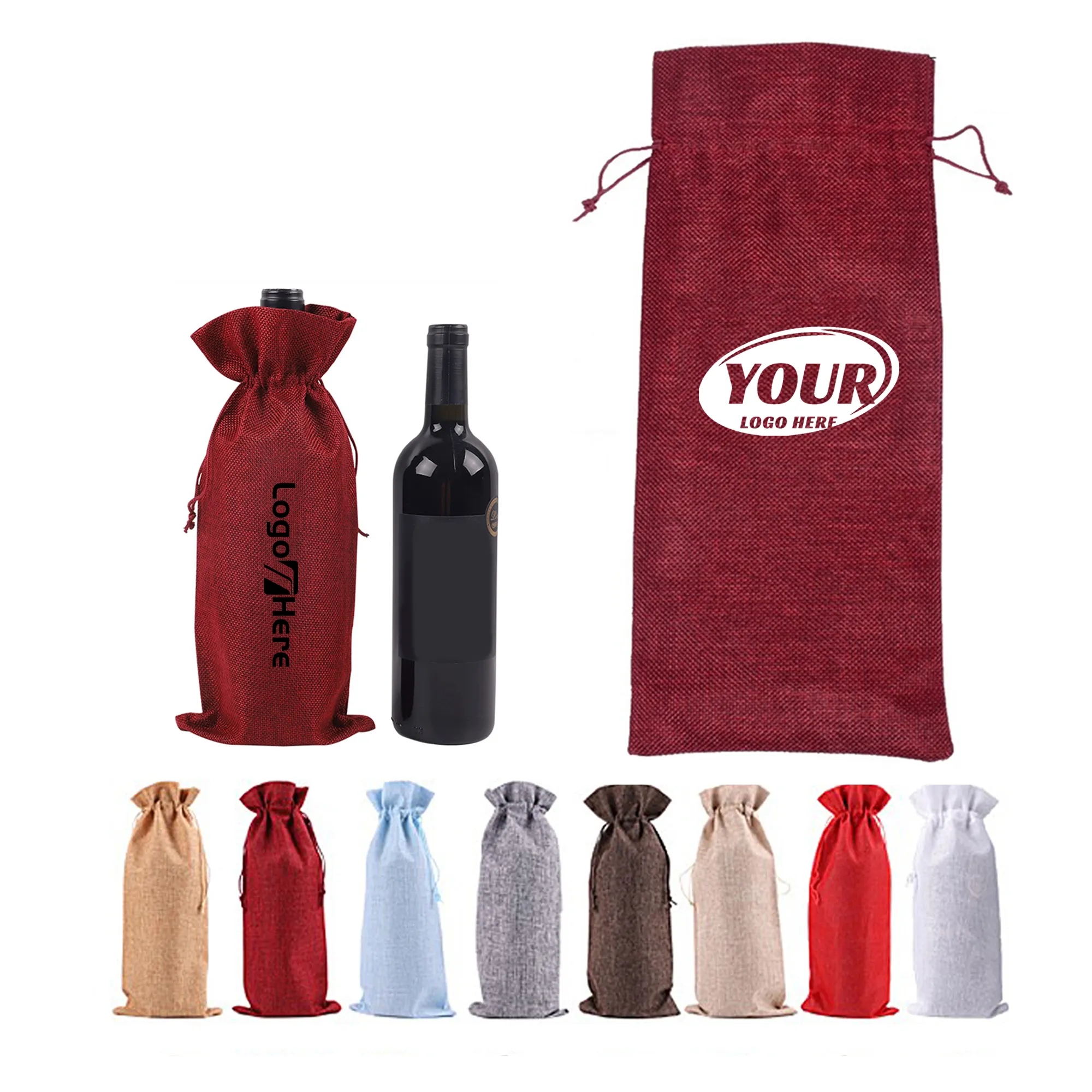 Wine Bottle Drawstring Bags