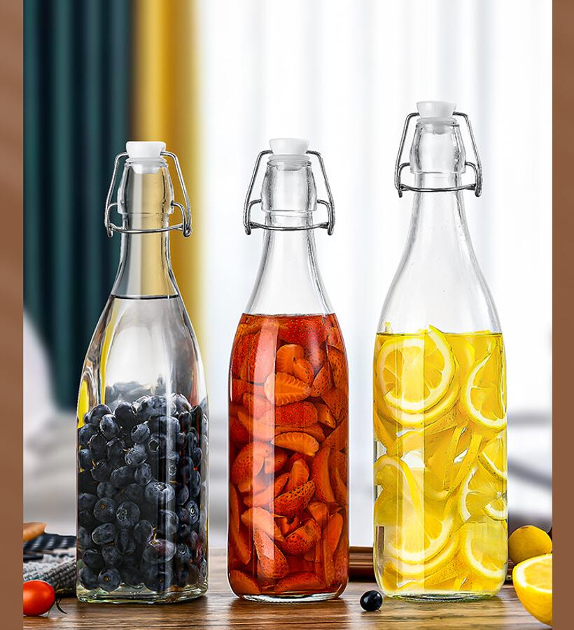 17oz Glass Bottles With White Clip Top Lids 4