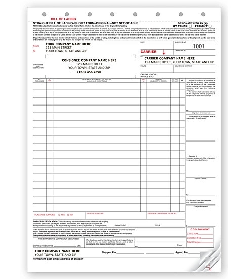 Bills Of Lading, Large Carbonless 1