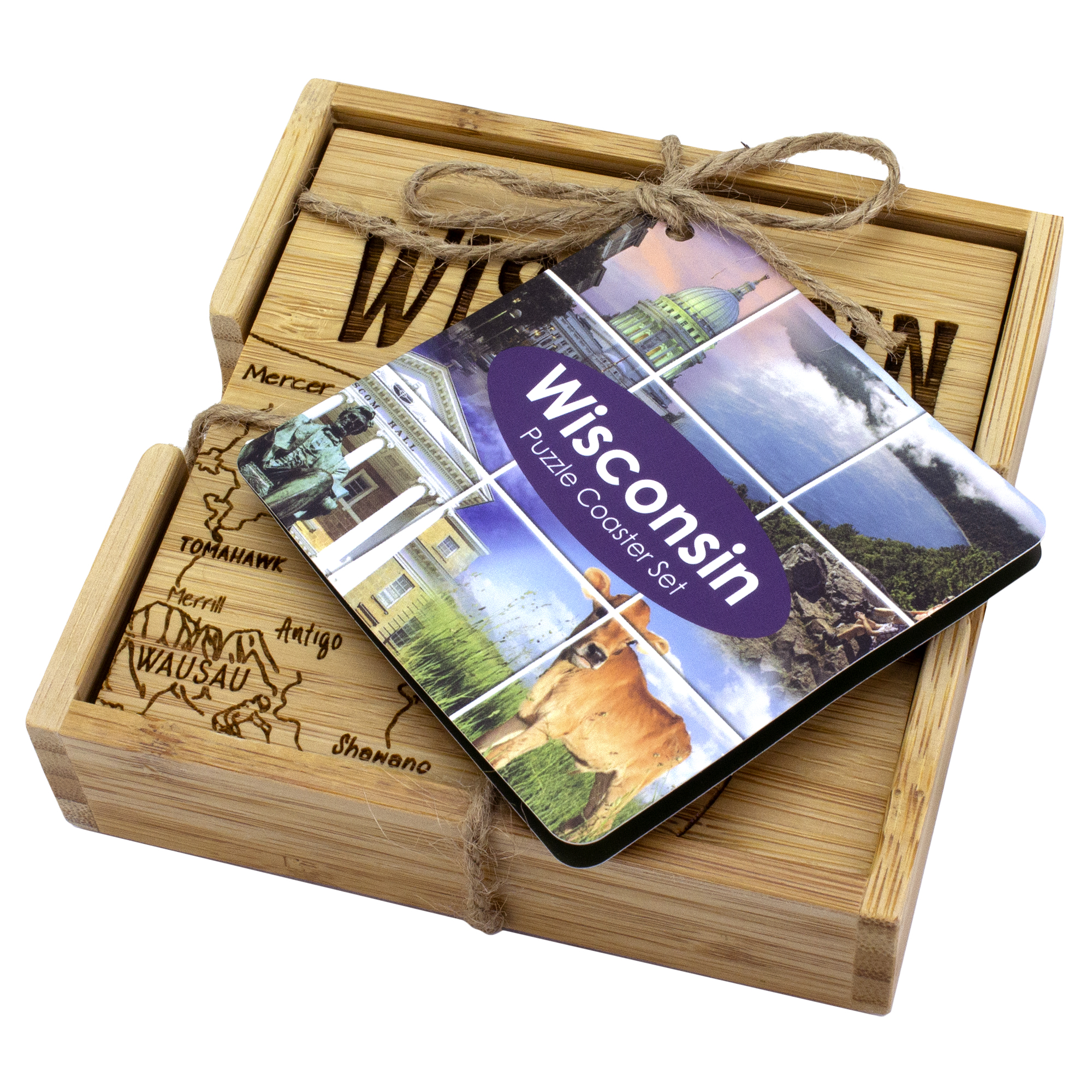Wisconsin State Puzzle Coaster Set 6