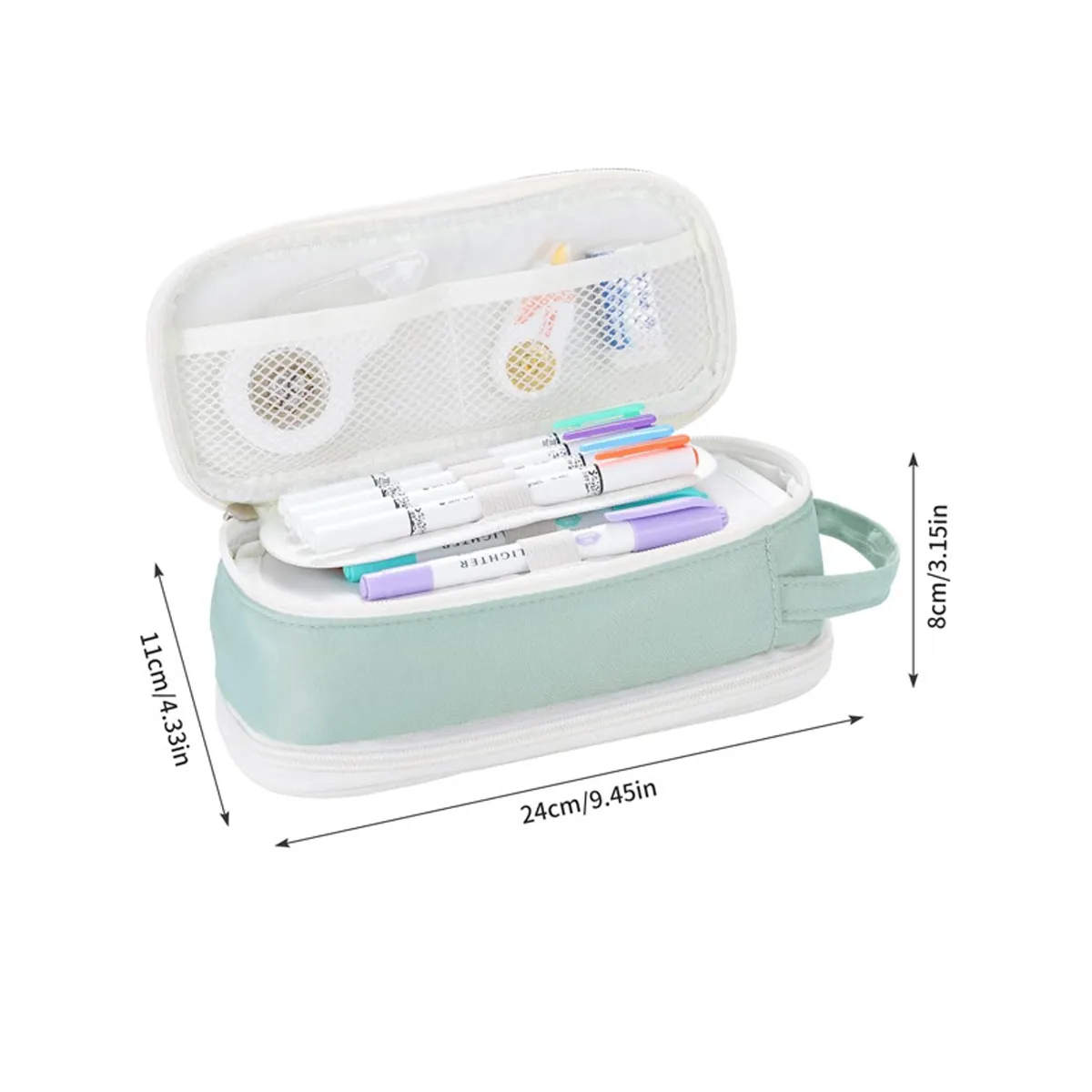 Big Capacity Zipper Pencil Case Aesthetic Pen Bag Pouch 2