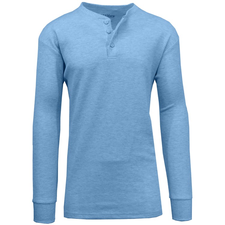 Men's Henley Thermal Shirts - Navy S-XL 3 Button 1