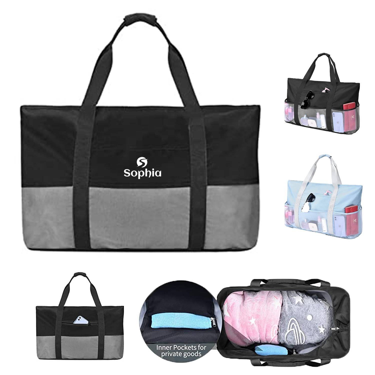 Extra Large Mesh Beach Bag, custom tote bag with logo imprint 3