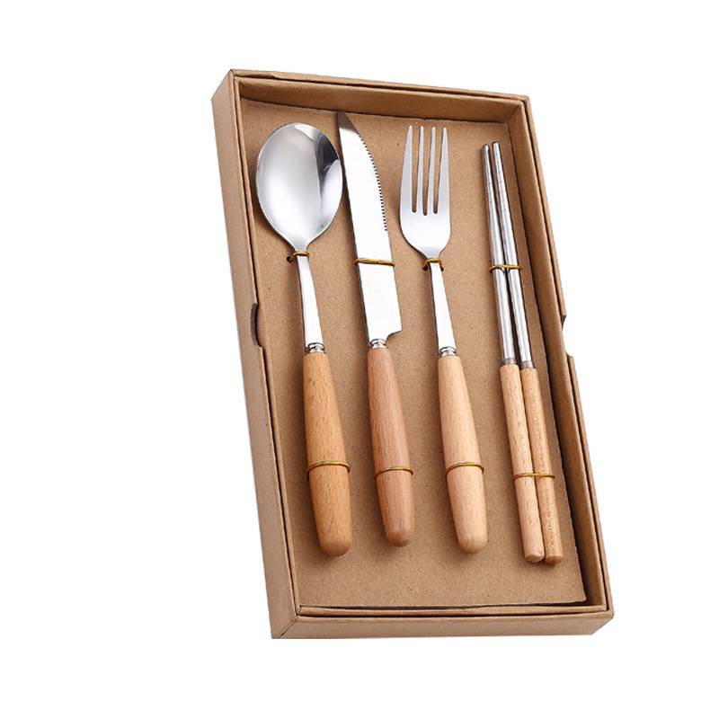 Stainless Steel Cutlery Set with Wooden Handles 4