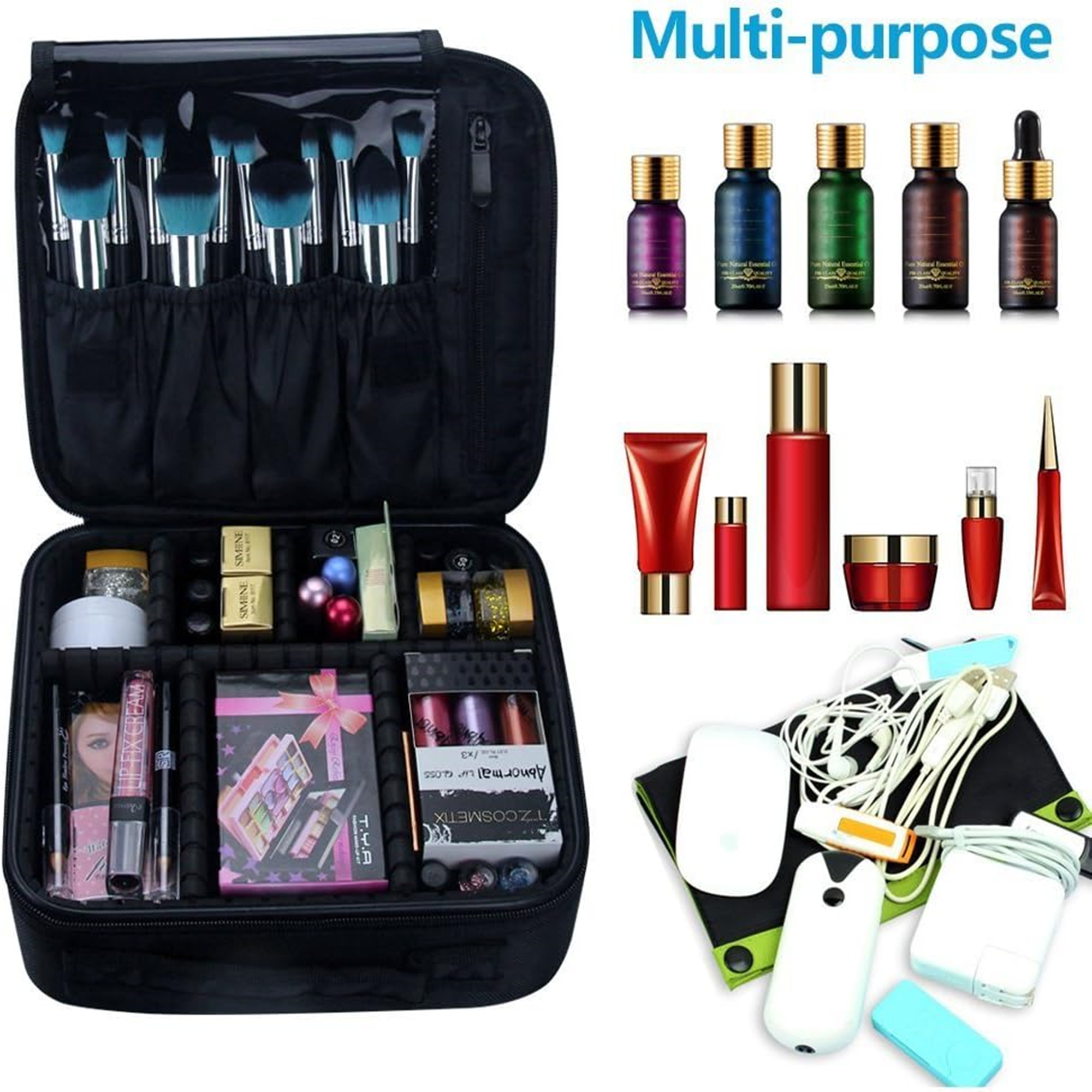 Travel Makeup Bag With Adjustable Dividers 2