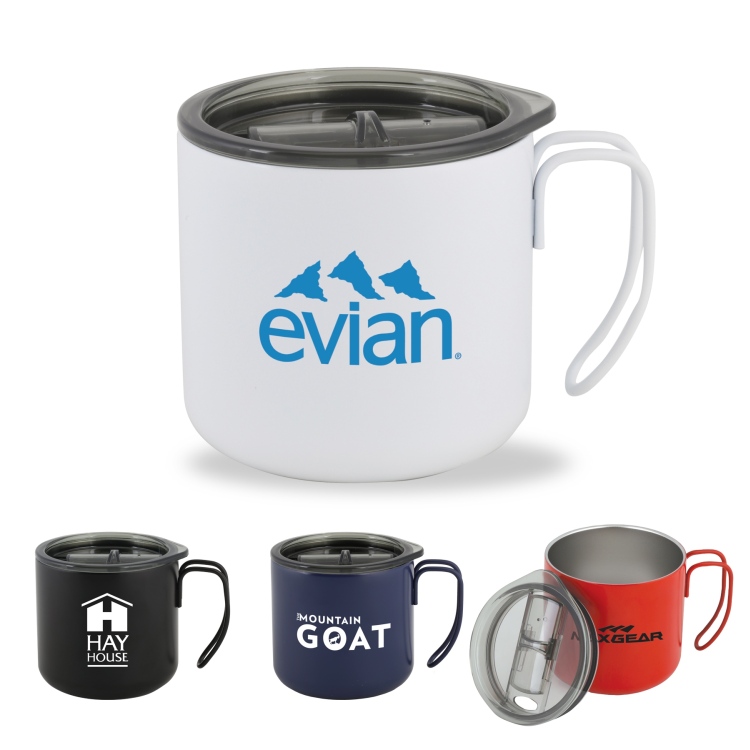 12 Oz. Prospector Stainless Steel Mug w/Clear Lid 1