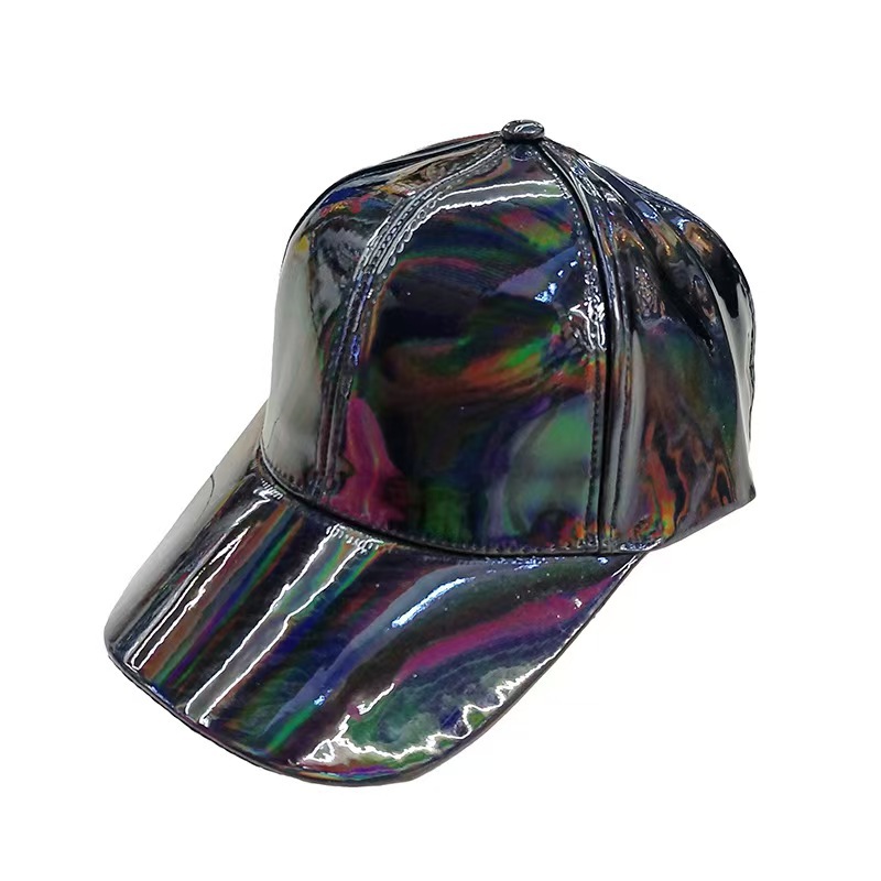 Shiny Metallic PU Baseball Cap Holographic Hip Hop Hat 7
