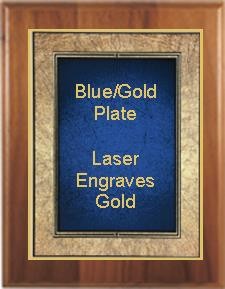 8" x 10" Cherry Finish Plaque with a Gold Border Blue Art Plaque Plate 2