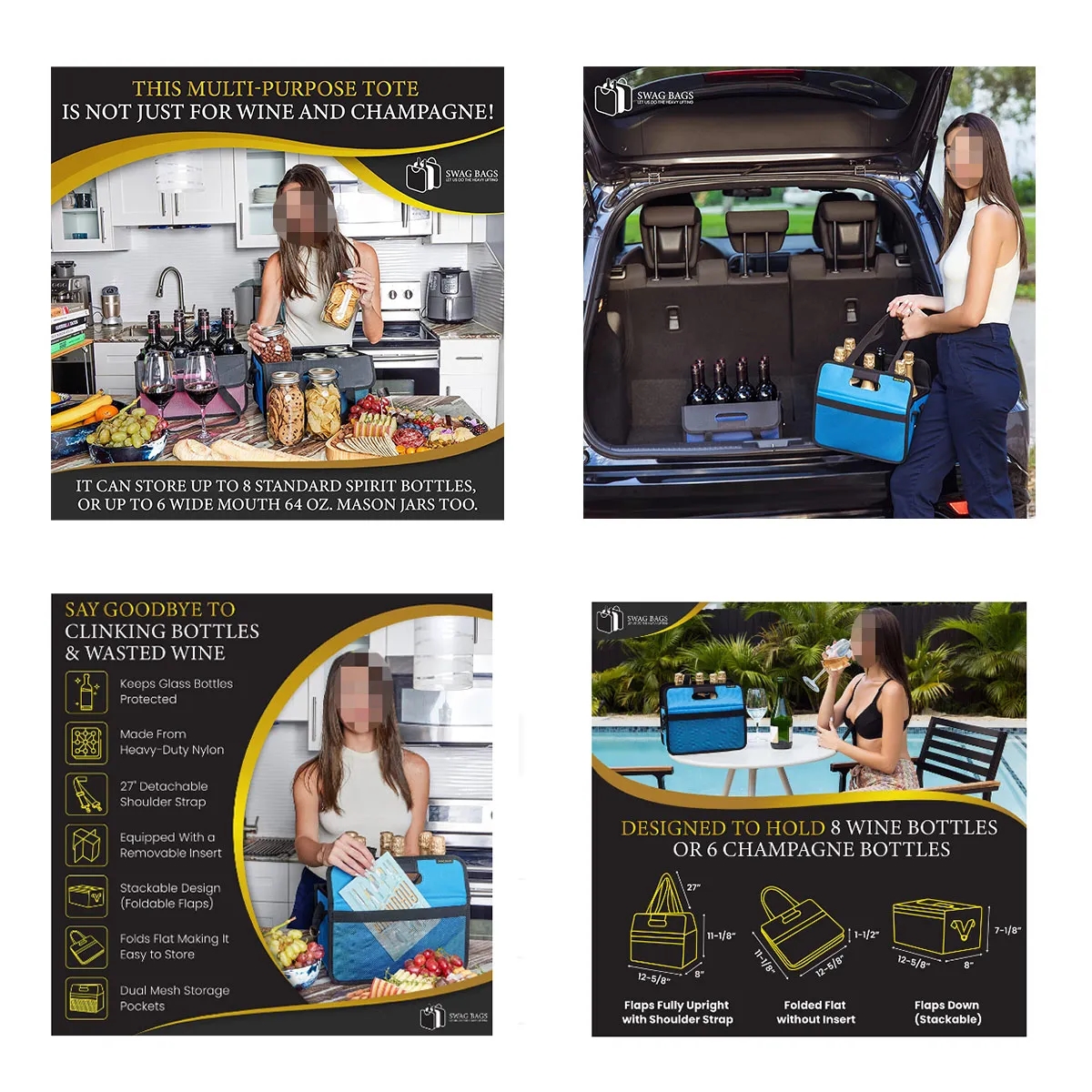 Foldable Multiuse Bottle Carrier Tote Bag 3