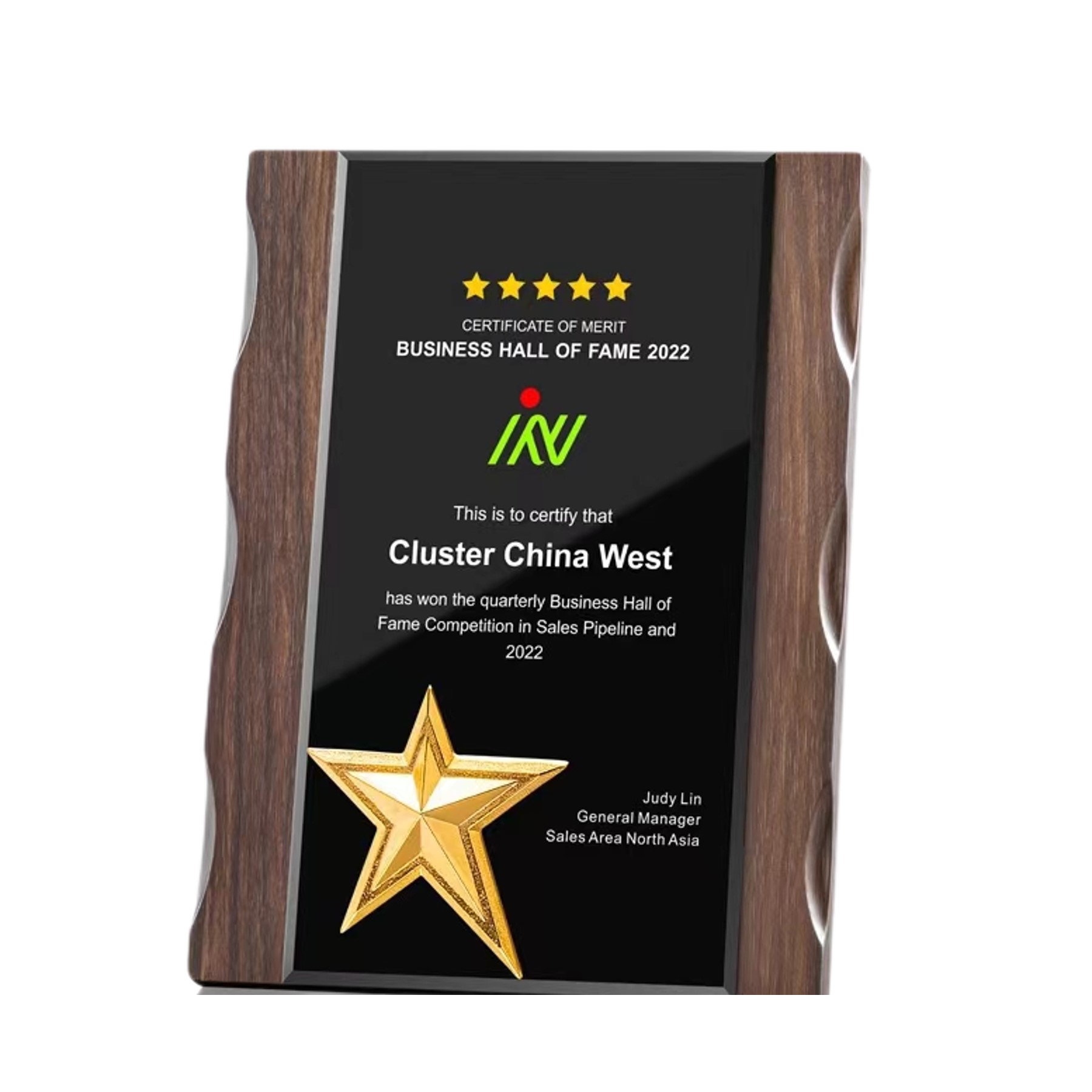 Metal Walnut Solid Wood Award Plaque (direct import) 4