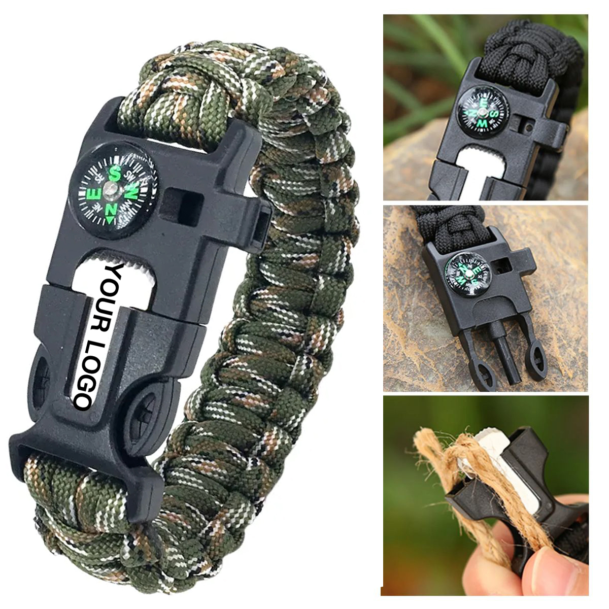 Durable Survival Bracelet with Whistle and Fire Starter 5