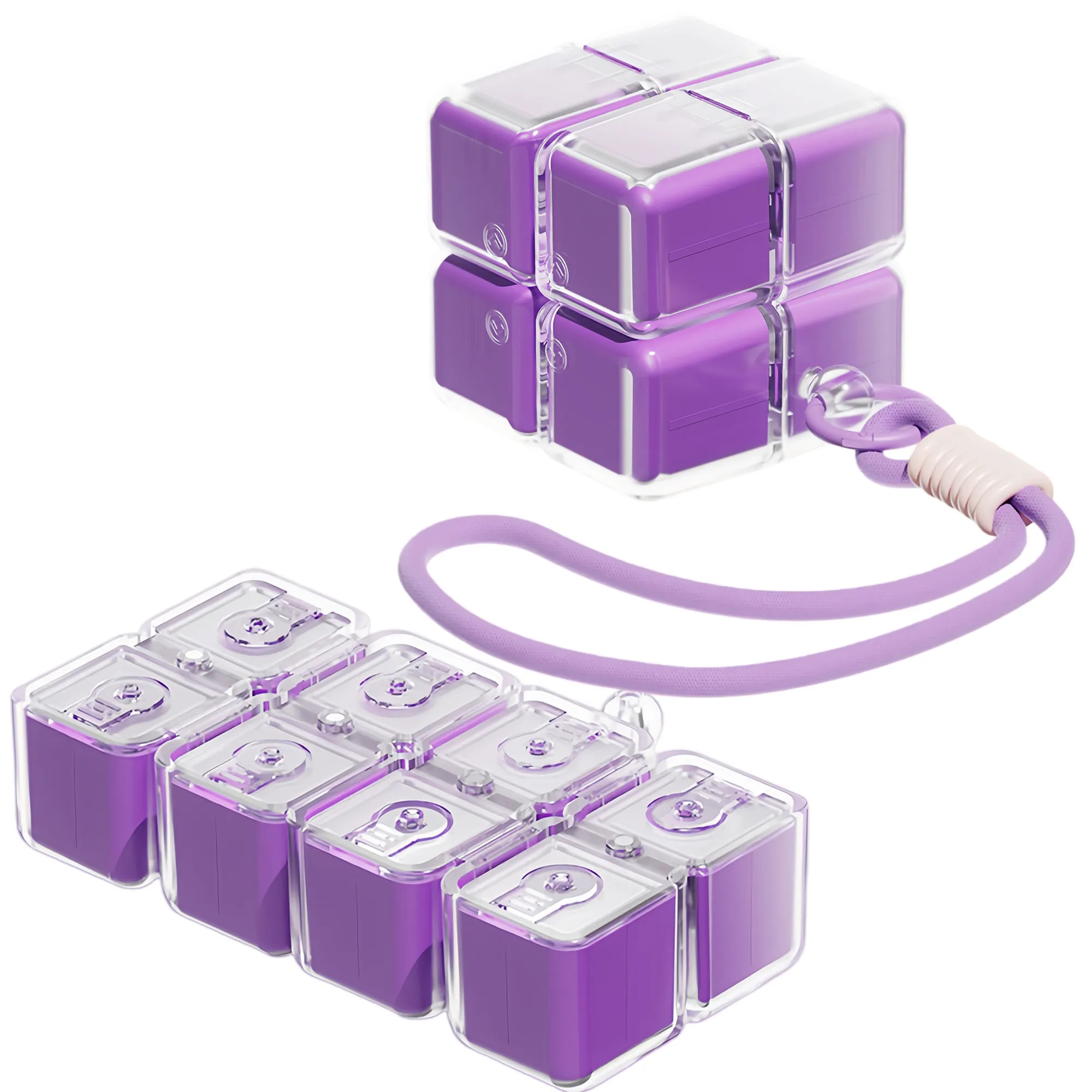 Innovative Rotating Cube Pill Organizer With Hanging Strap 8