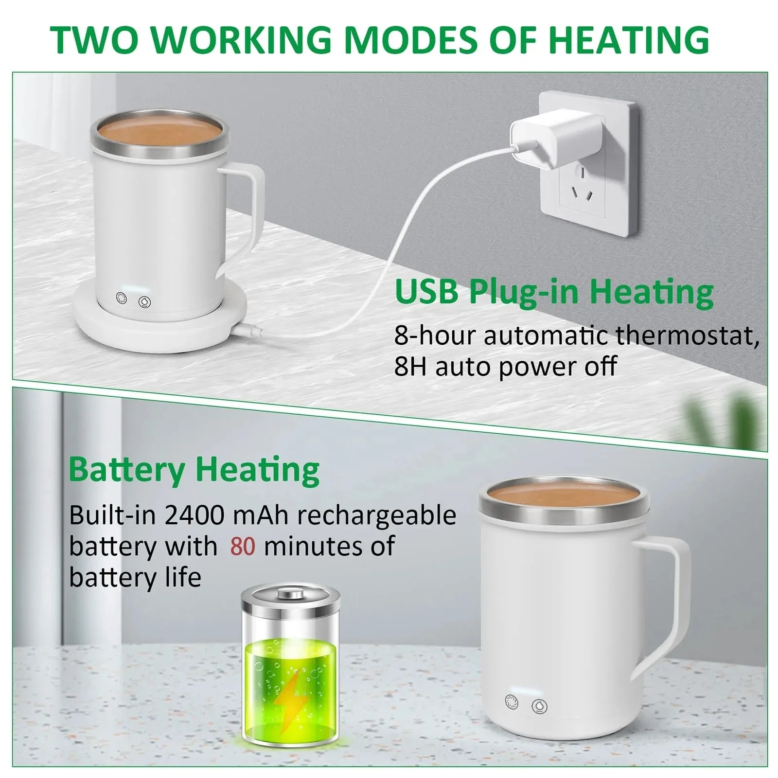 14 oz Smart Stainless Steel Mug With Lid Self-Heating 7