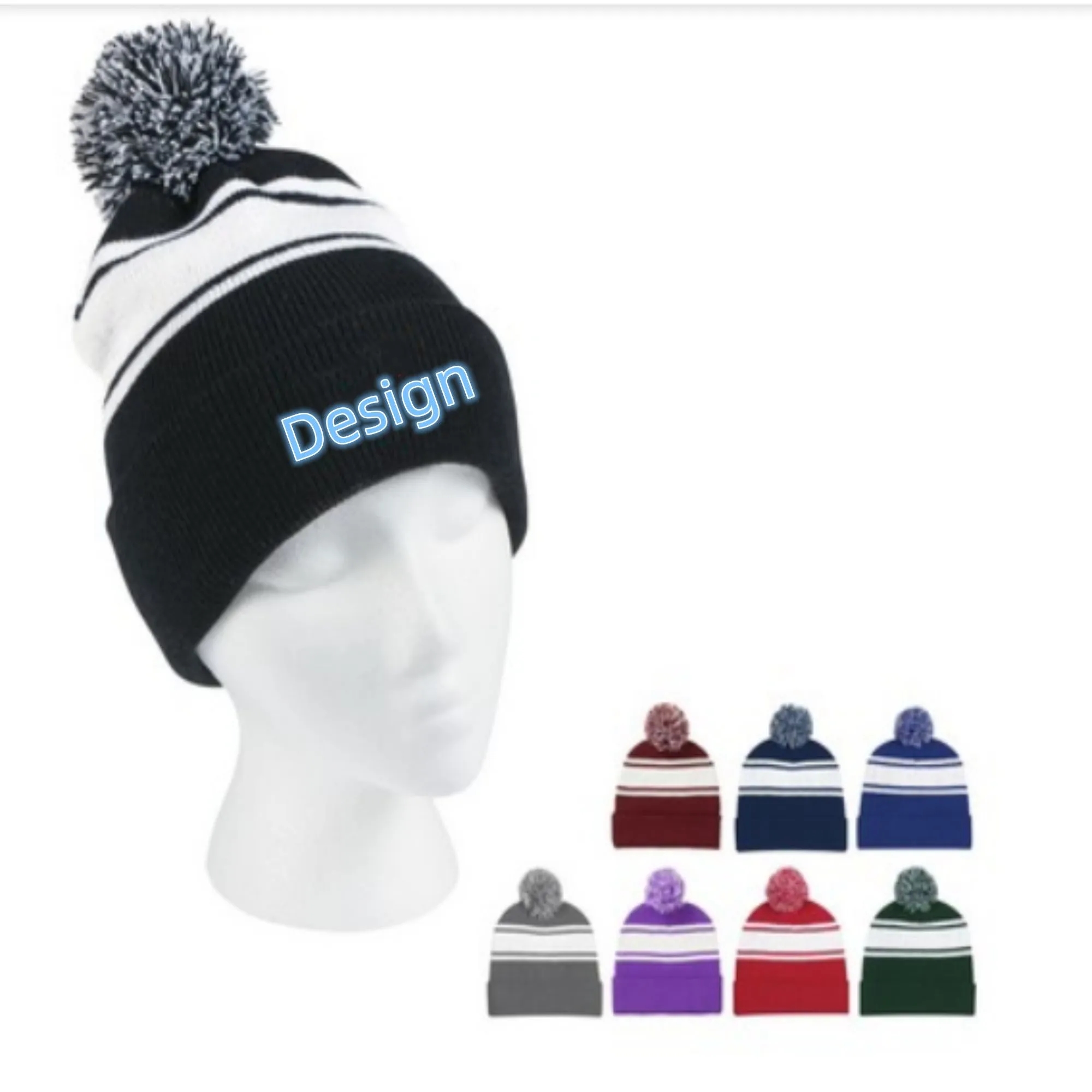 Full Color Acrylic Knit Beains Hat 1