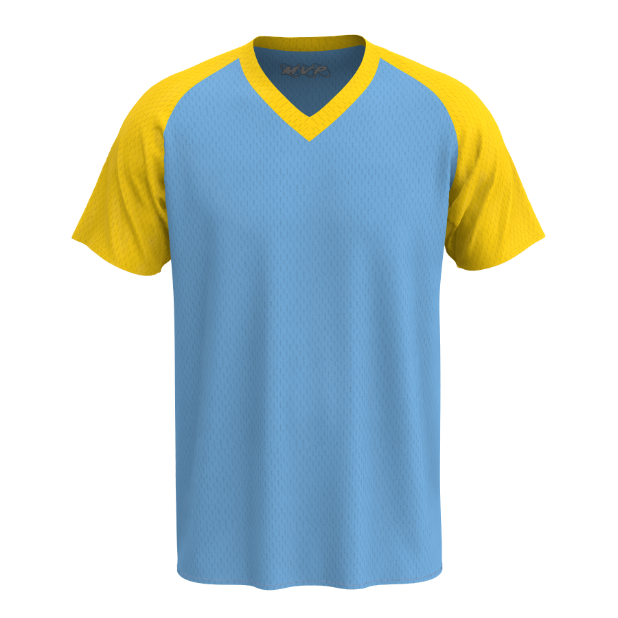 Contrast color Raglan sleeve V-neck jersey 2
