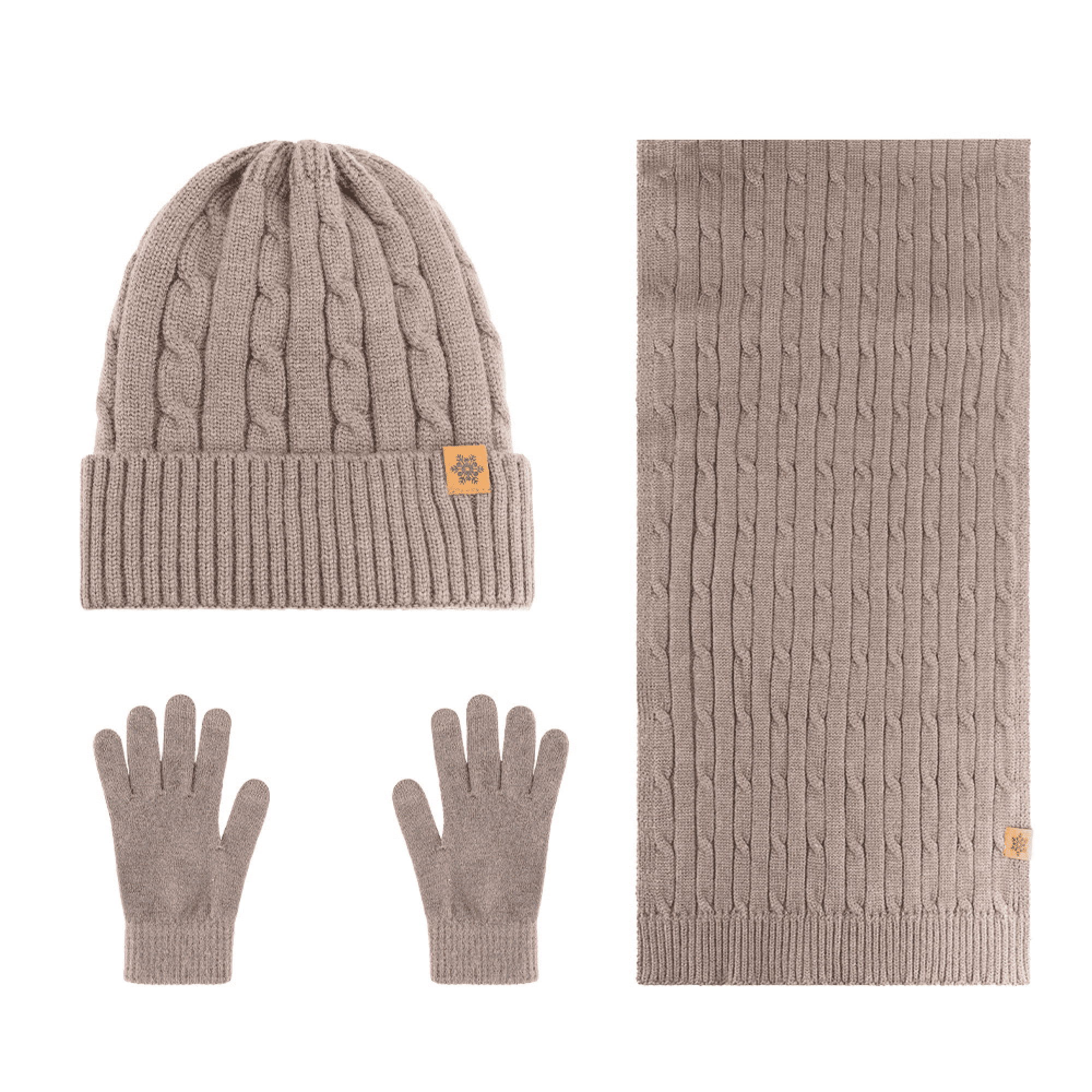 Cable Knit Warm Acrylic Winter 3-Piece Accessories Set 6
