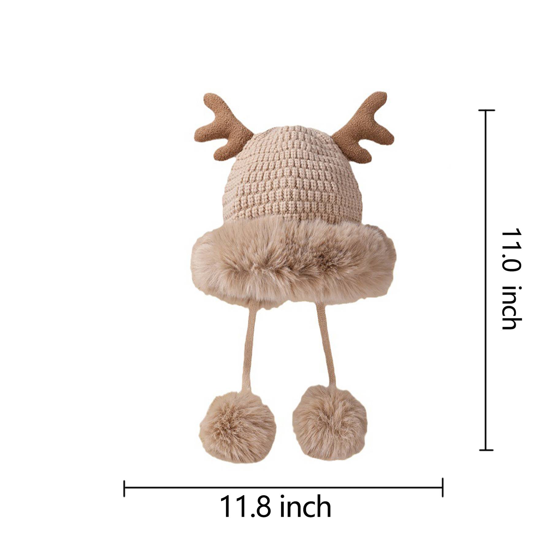 Women winter cover ear antler knit hat 12