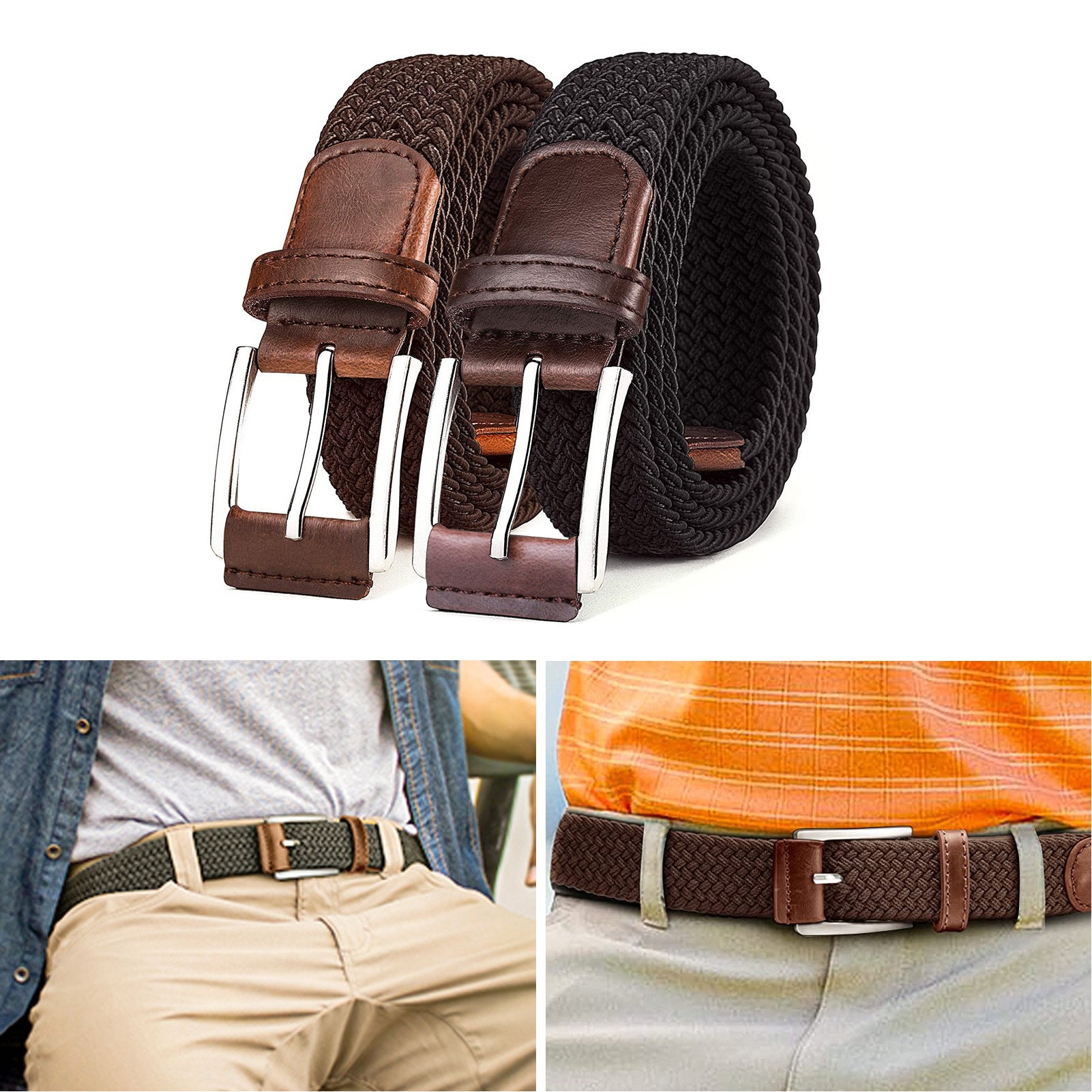 1 3/8" Mens Stretch Braided Web Belt 4