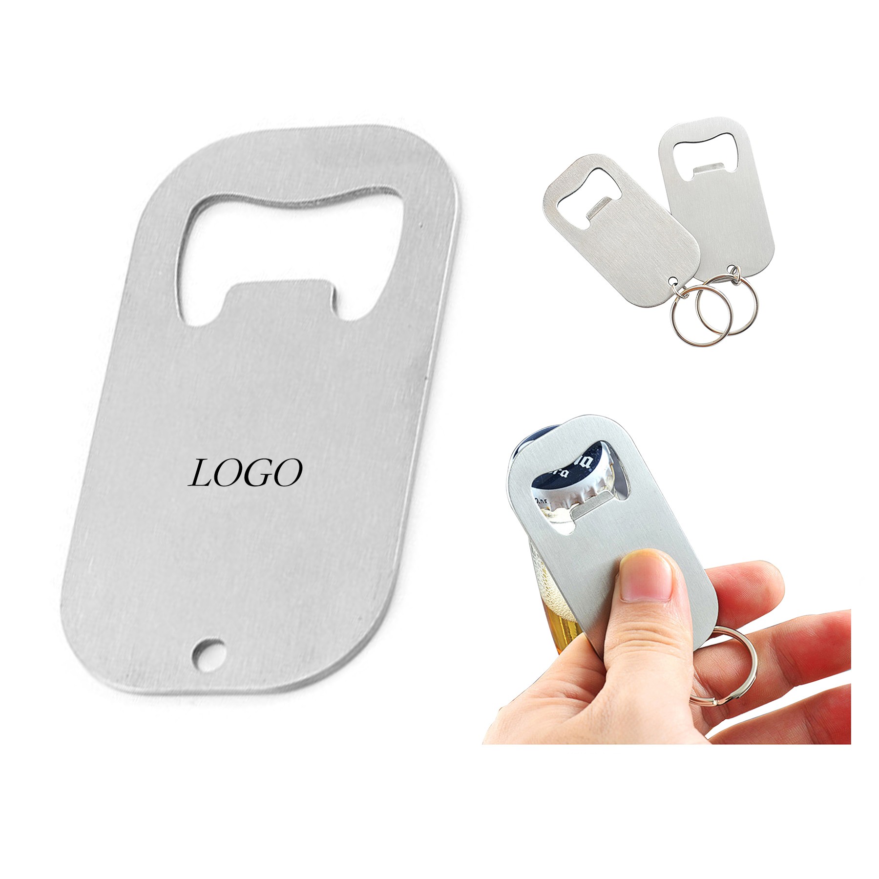 Stainless Steel Flat Beer Bottle Opener Keychain