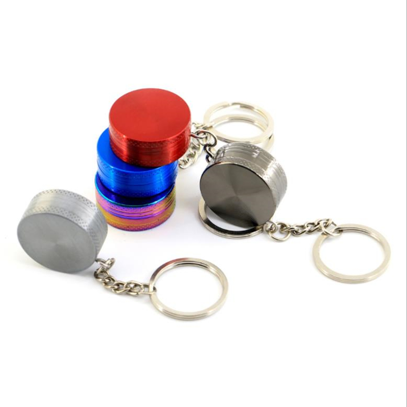 High Quality 2 Layers Zinc Alloy Weed Herb Grinder Custom 30mm Mini Keychain Tobacco Grinders 4