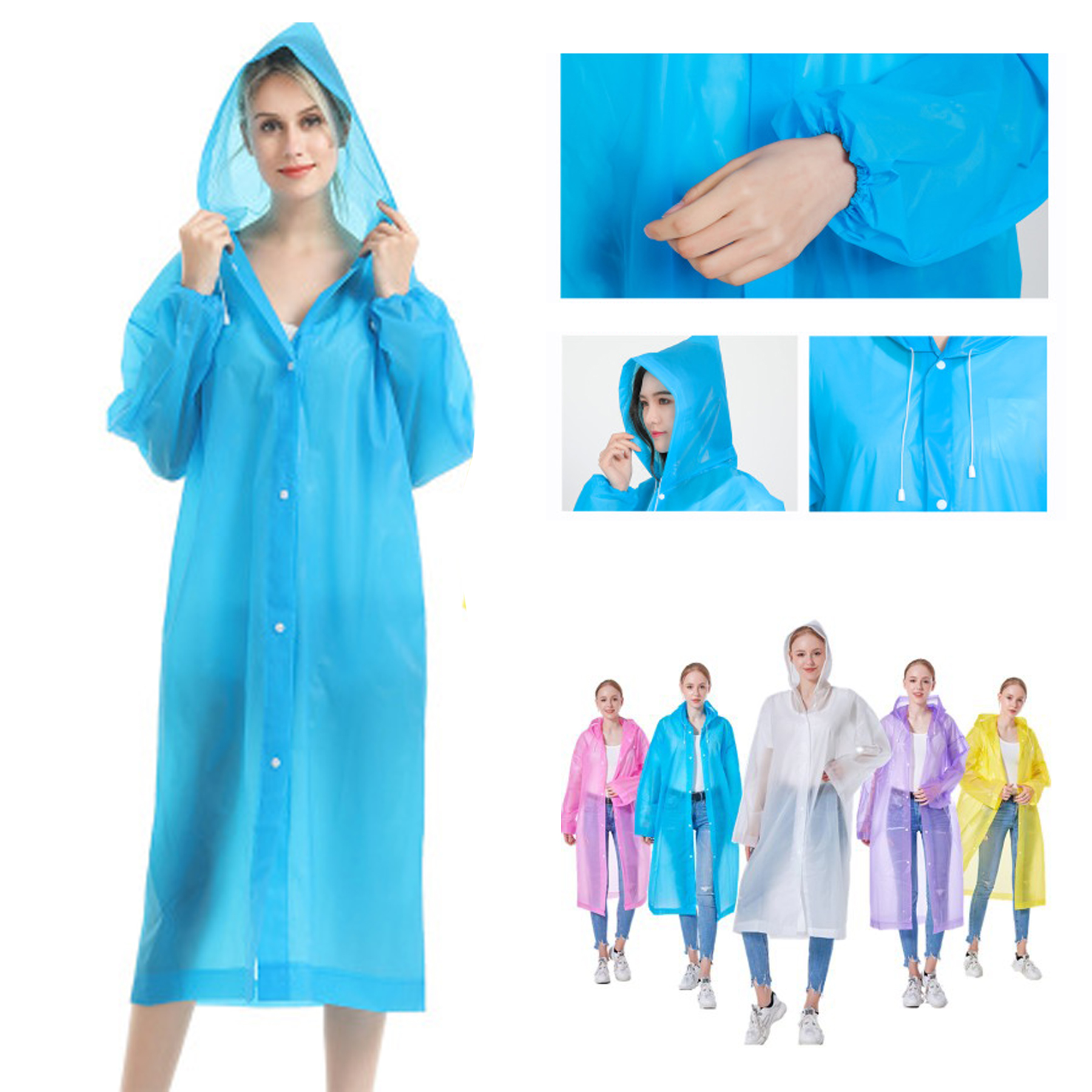 PEVA Non-Disposable Transparent Adult Raincoat 1