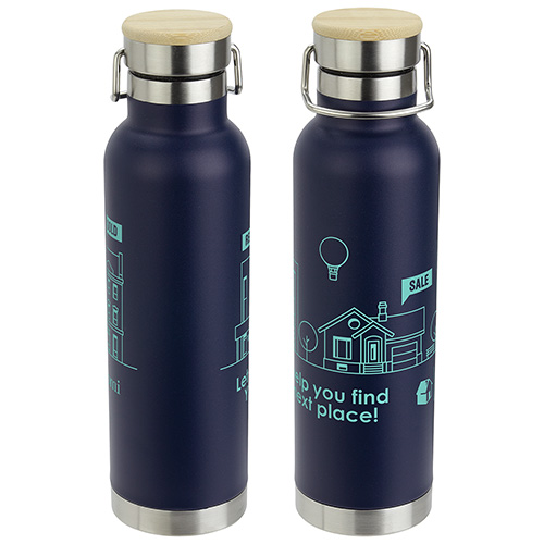 Cusano 22 oz Vacuum Insulated Stainless Steel Bottle with Bamboo Cap, custom water bottle with logo imprint 40