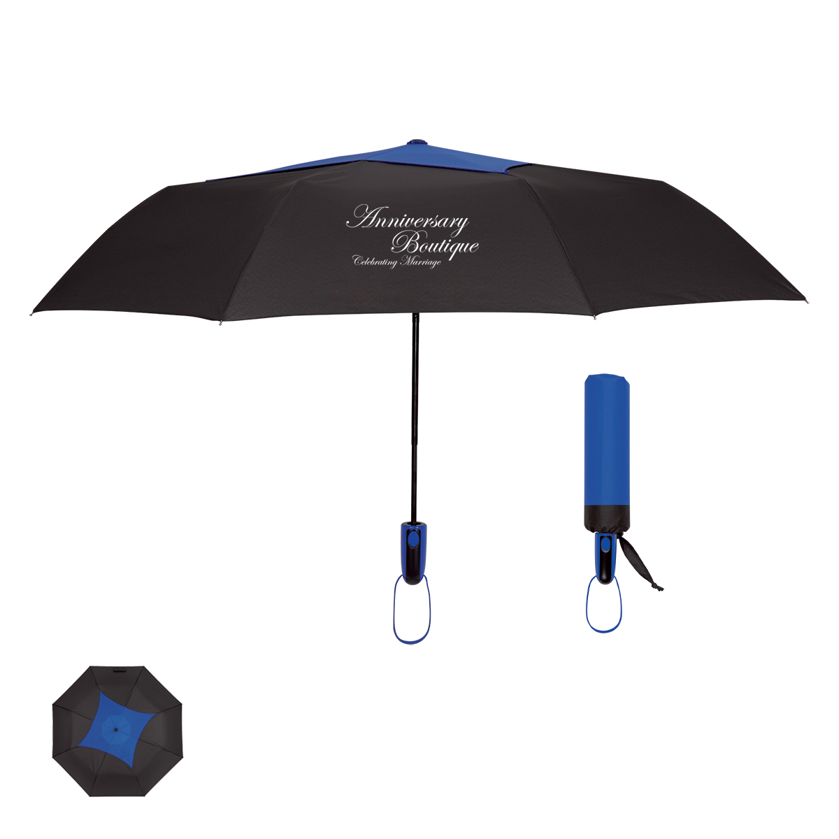 44" Arc Telescopic Diamond Top Vented Umbrella