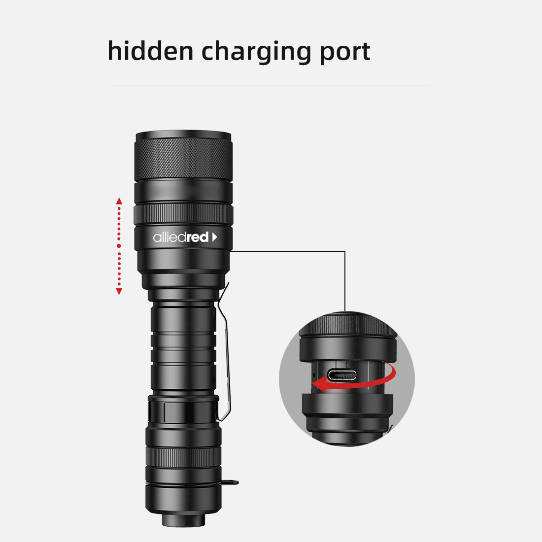 LED Zoom Flashlight 1000 Lumens – Ultra Bright, Water-Resistant, USB-C Rechargeable 2300mAh 2