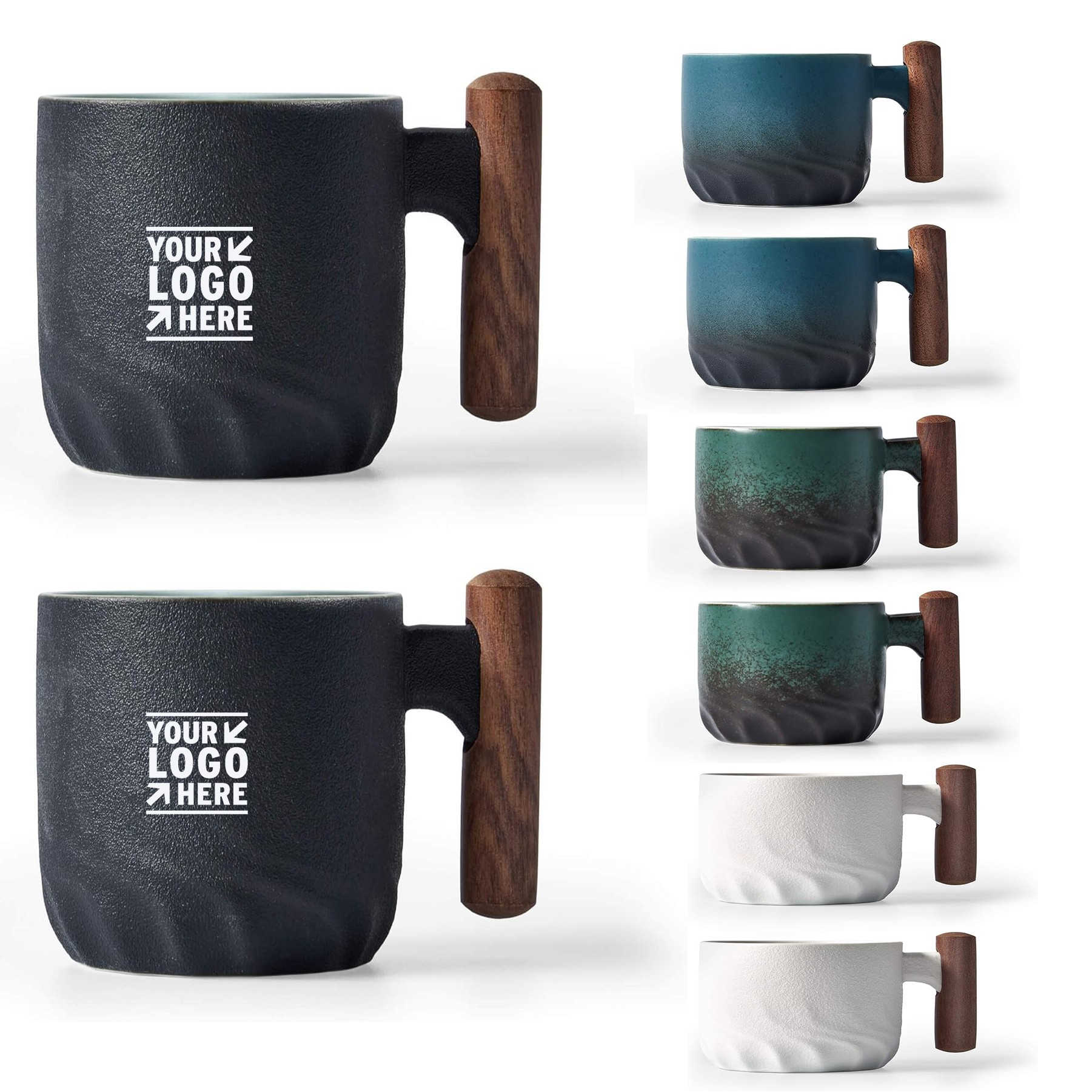 3oz BlogBlog Ceramic Wooden Handle Espresso Shot Tea Porcelain Demitasse Cup 2