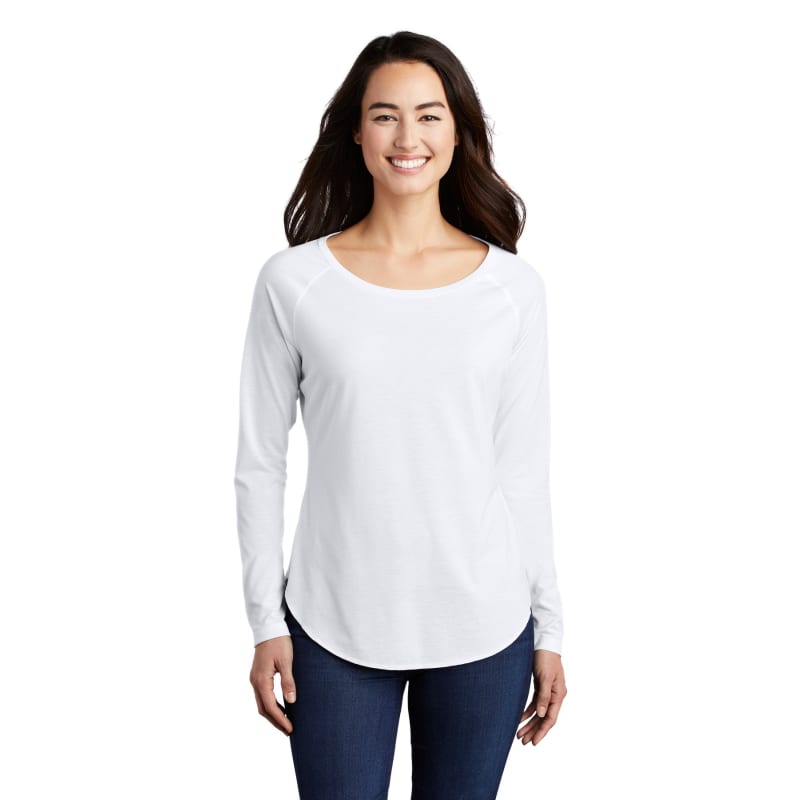 Sport-Tek Women's PosiCharge Long Sleeve Tri-Blend Wicking Scoop Neck Raglan Tee 44