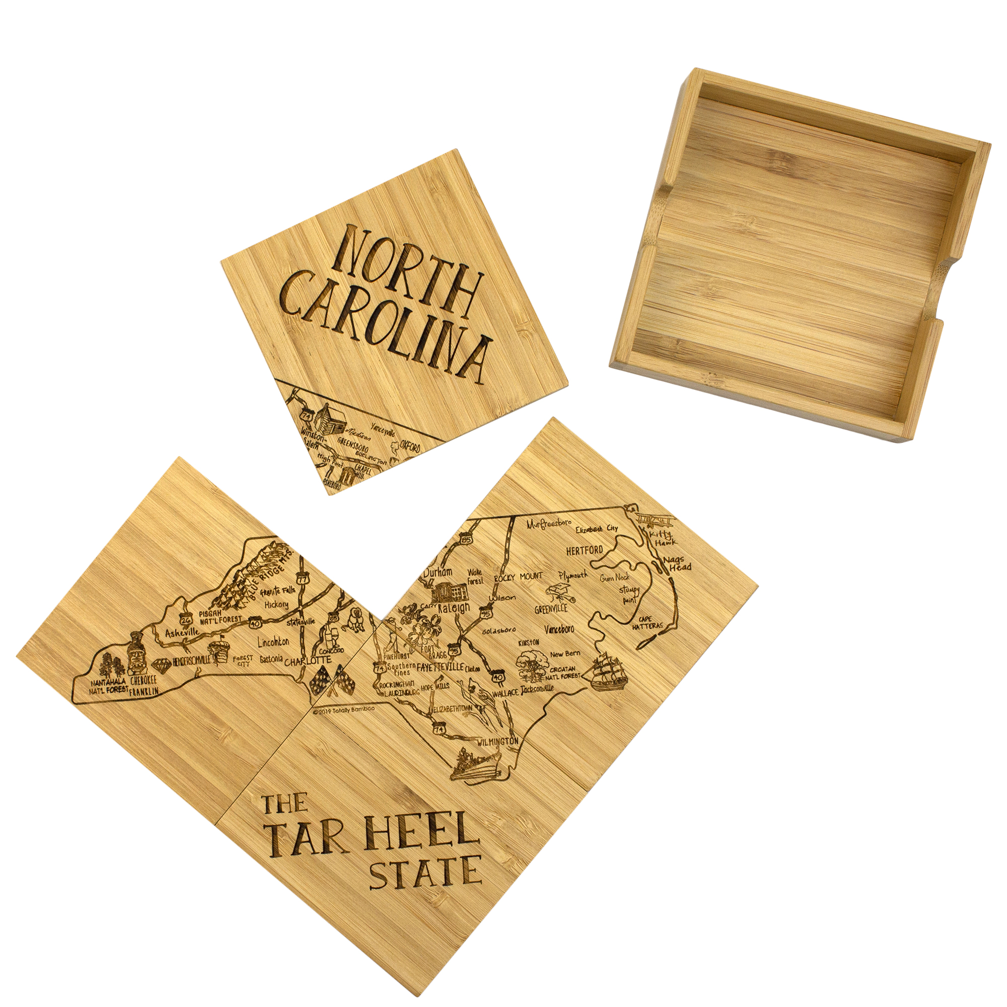 North Carolina Puzzle Coaster Set 12