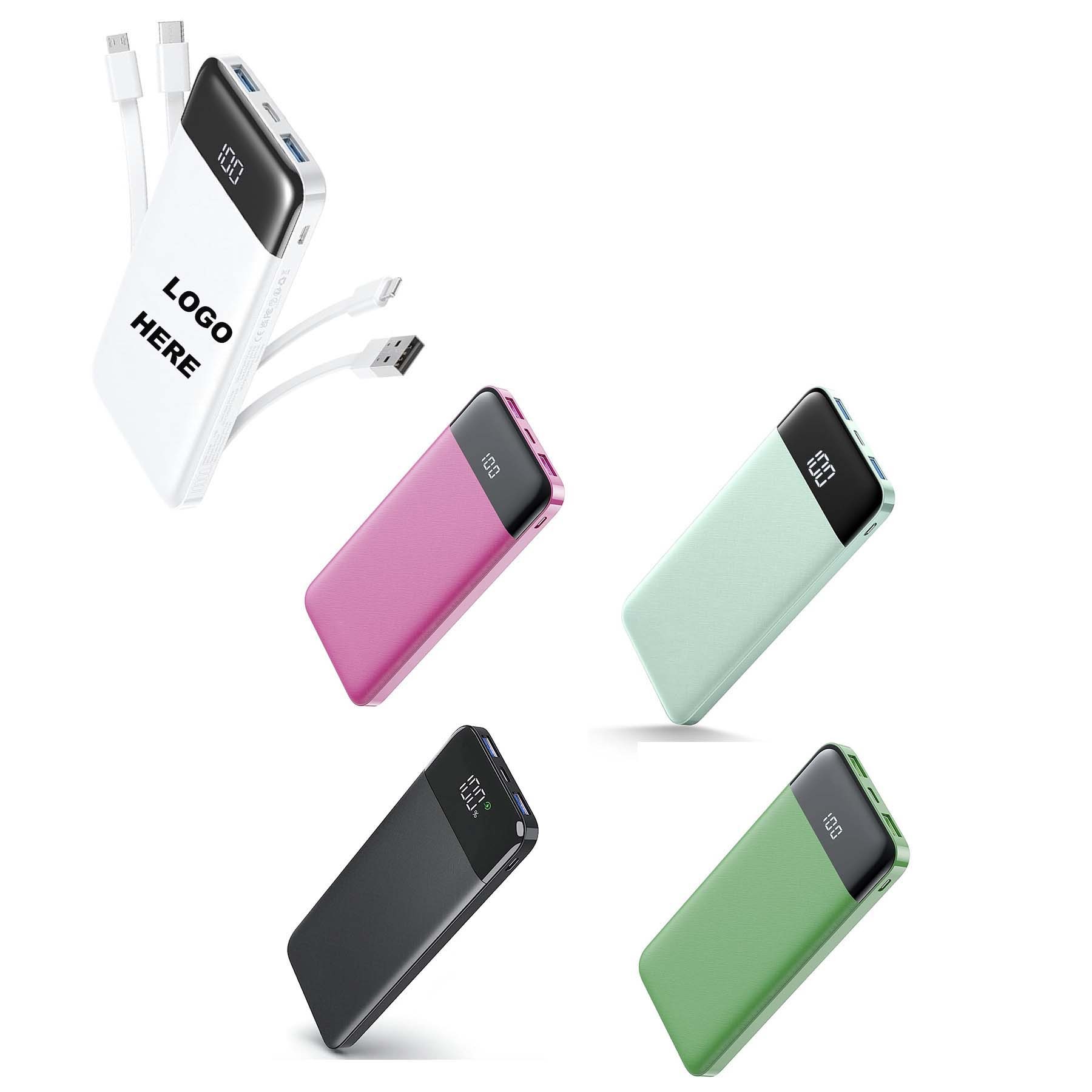 Portable Charger with Built in Cables