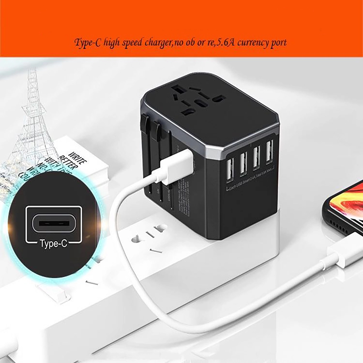 All in One Universal Travel Adapter with 3 USB Port 3